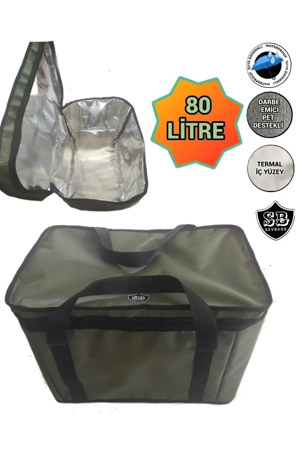 Termal Termos Battal Boy Soğuk Sıcak Su Geçirmez Termos Çanta Yem