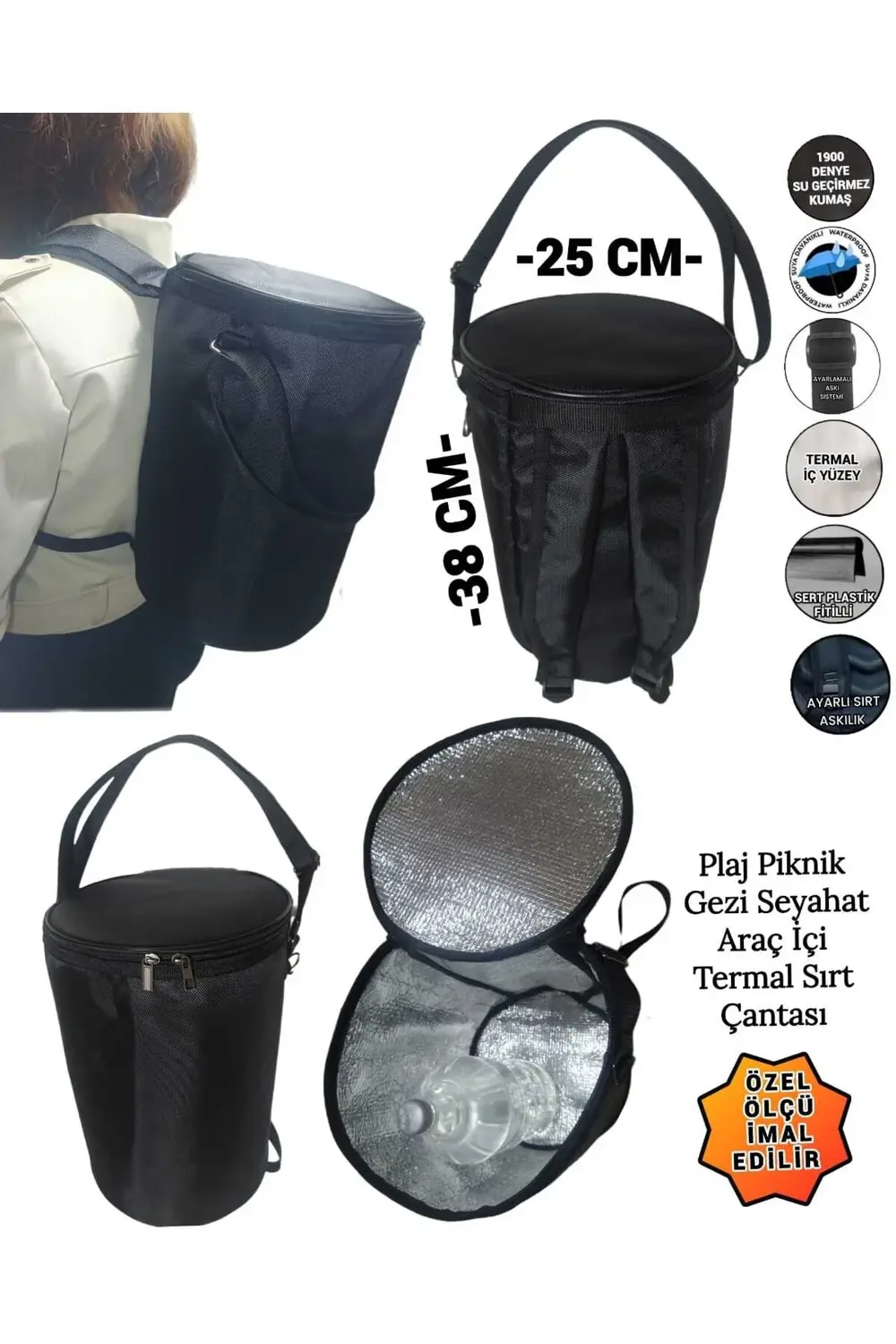 TERMAL TERMOS PİKNİK PLAJ GÜNLÜK ARAÇ İÇİ SIRT ÇANTASI