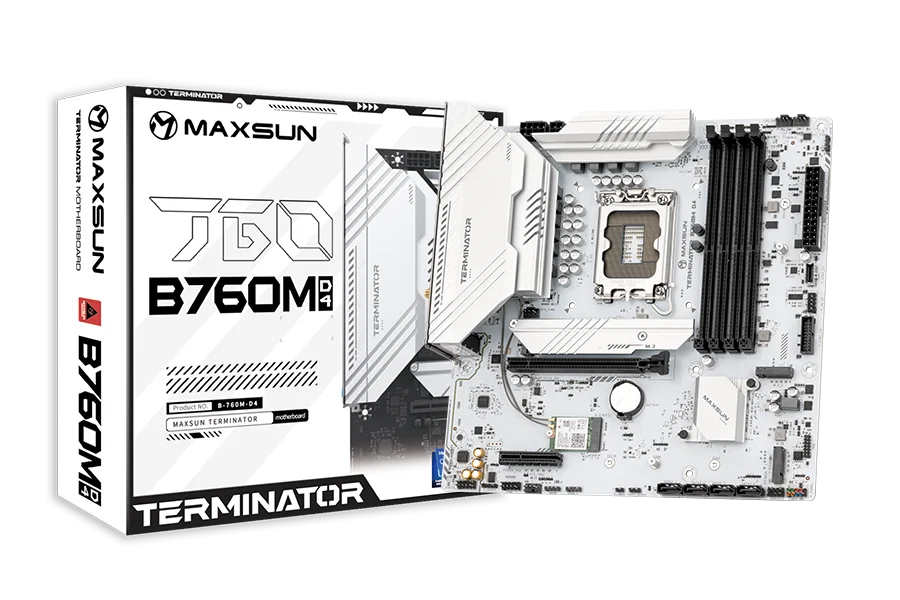 Terminator B760-M-D4-ICE LGA1700 DDR4 4400 Mhz M.2 HDMI mAtx Intel Anakart Beyaz