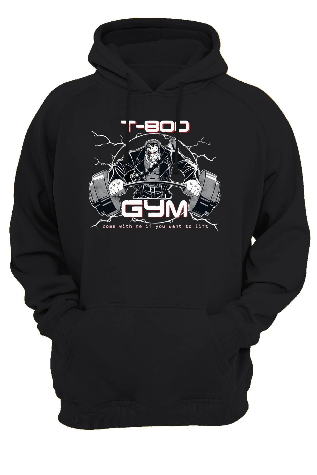 Terminator T-800 Gym Baskılı Fermuarsız Kapüşonlu Sweatshirt Hoodie