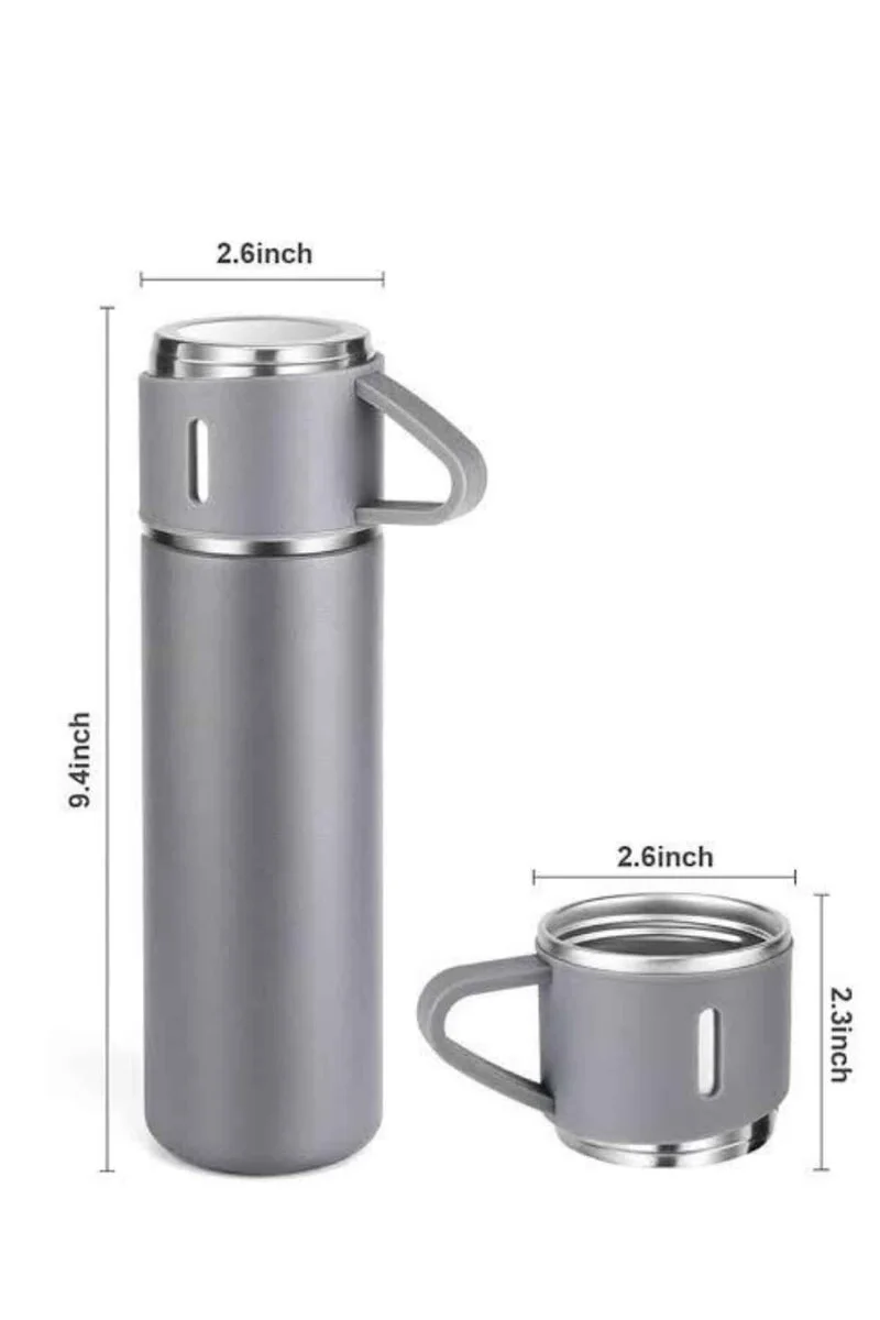 Termos Seti Paslanmaz Çelik 3 Bardaklı - 500ml 12 Saat Isı Koruma