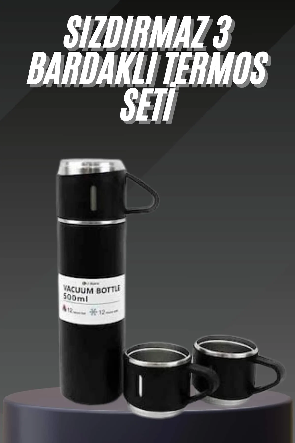 Termos Seti Paslanmaz Çelik 3 Bardaklı Vakumlu Termos Set 500 Ml 12 Saate Kadar Isı Koruma Fiyatı, Yorumları ve Özellikleri