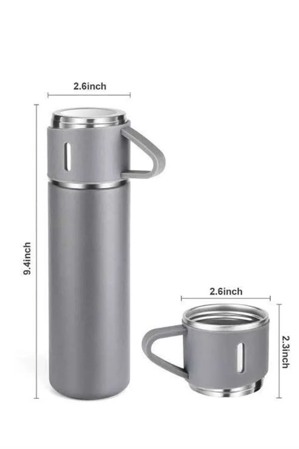 Termos Seti Paslanmaz Çelik 3 Bardaklı Vakumlu Termos Set 500 Ml 12 Saate Kadar Isı Koruma Termos Seti Paslanmaz Çelik 3 Bardaklı Vakumlu Termos Set 500 Ml 12 Saate Kadar Isı Koruma