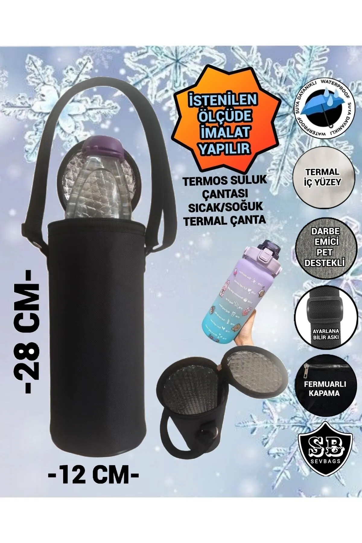 Sevbags Termos Suluk Çantası Sıcak/Soğuk Kullanım Termal Çanta