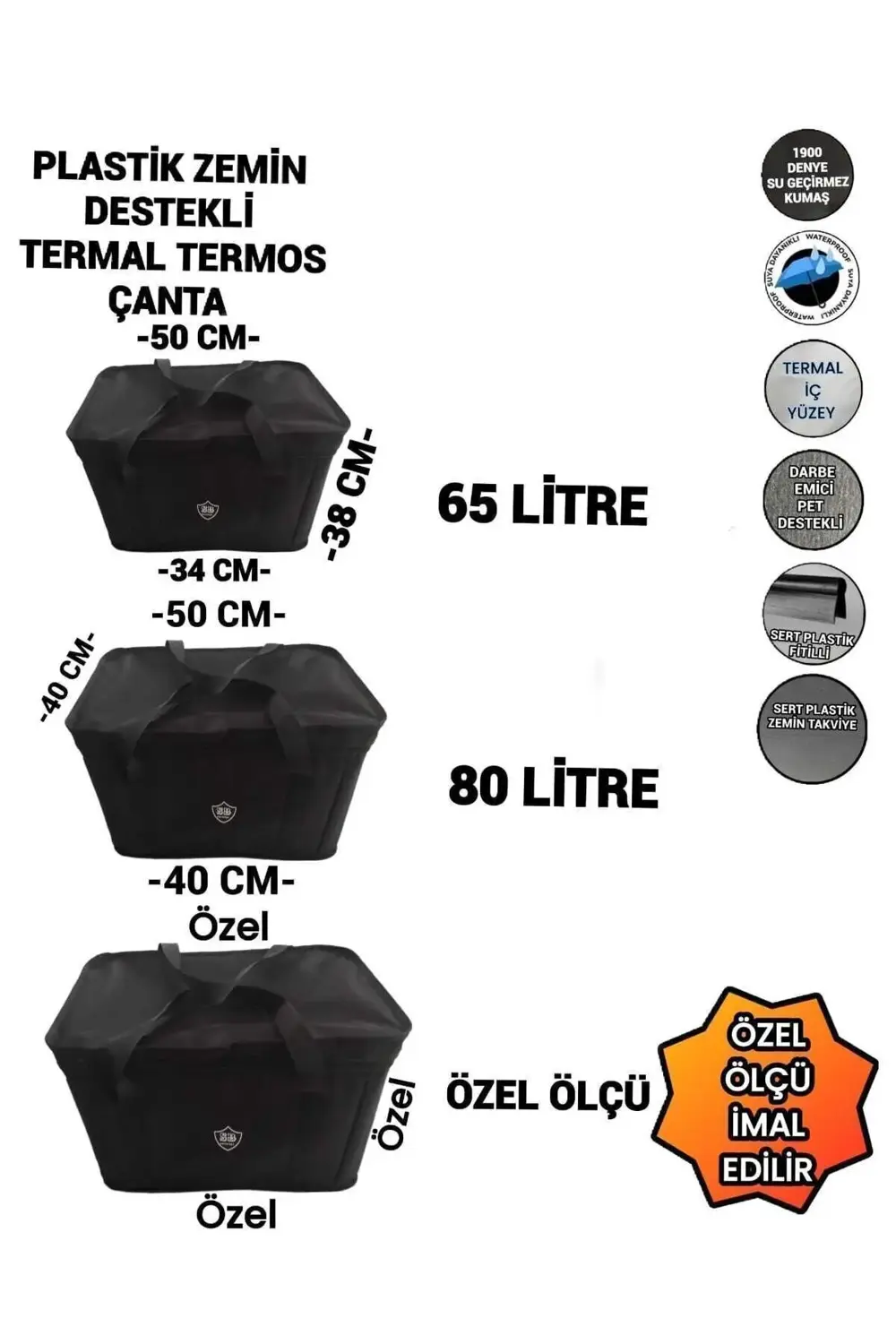 Termos Termal Plastik Zemin Destekli Termos Çanta 65 Litre