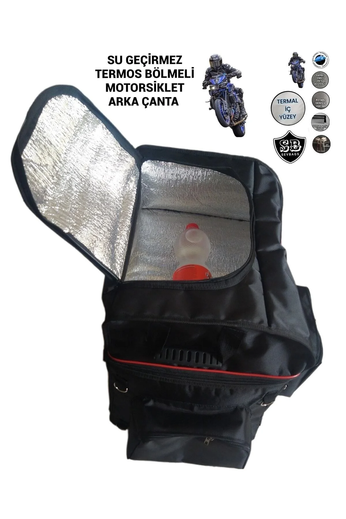 Termoslu Motosiklet Arka Çanta