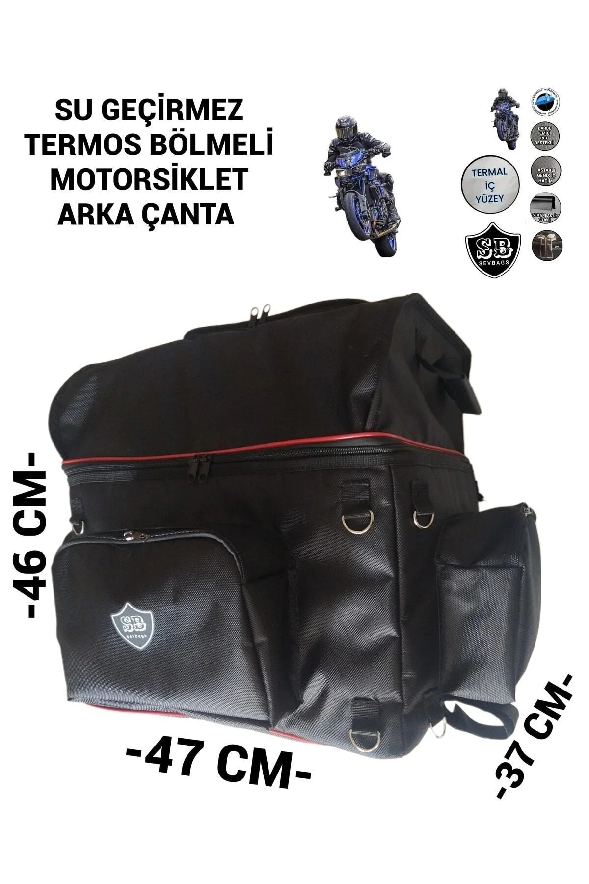 Termoslu Motosiklet Arka Çanta