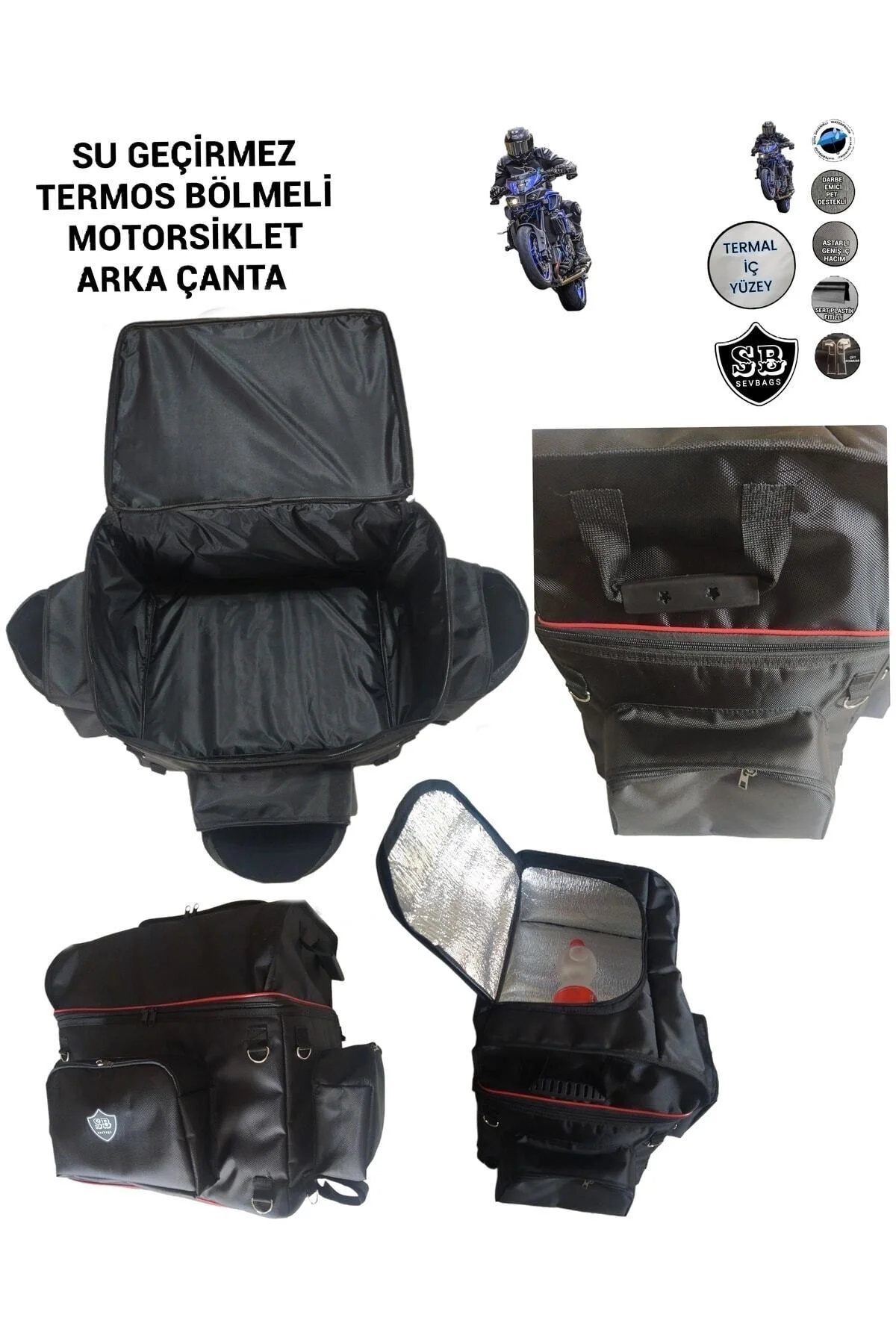 Termoslu Motosiklet Arka Çanta