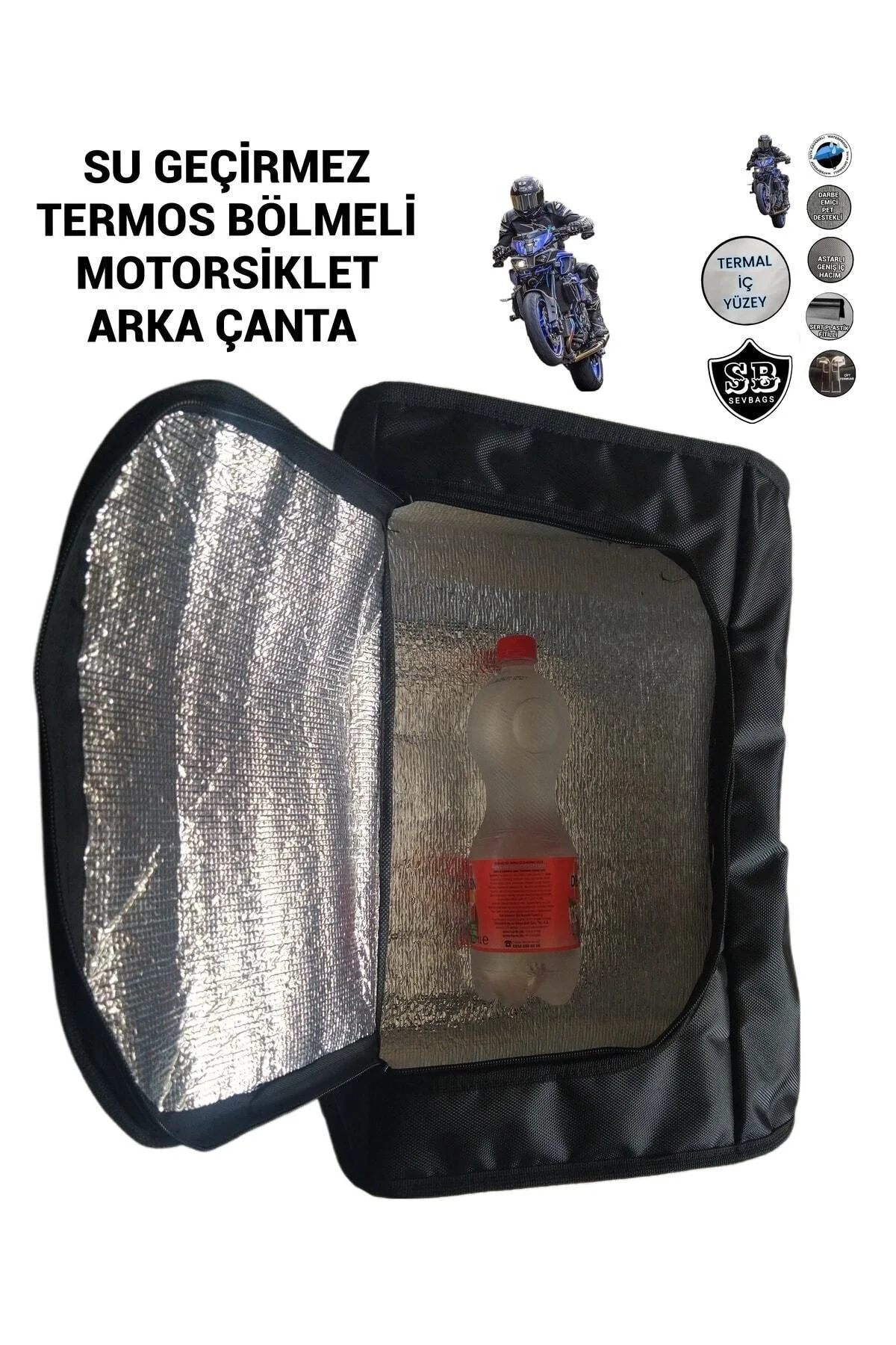 Termoslu Motosiklet Arka Çanta