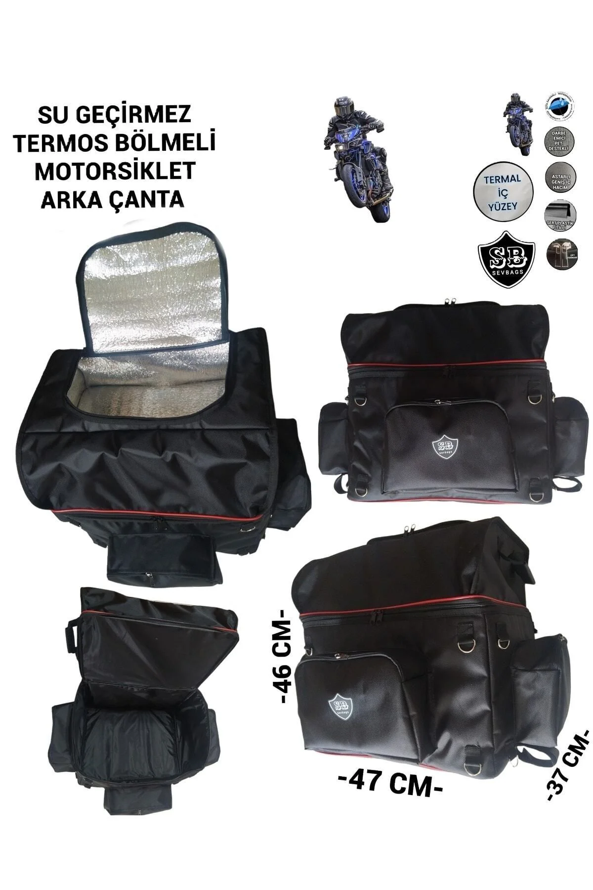 Termoslu Motosiklet Arka Çanta