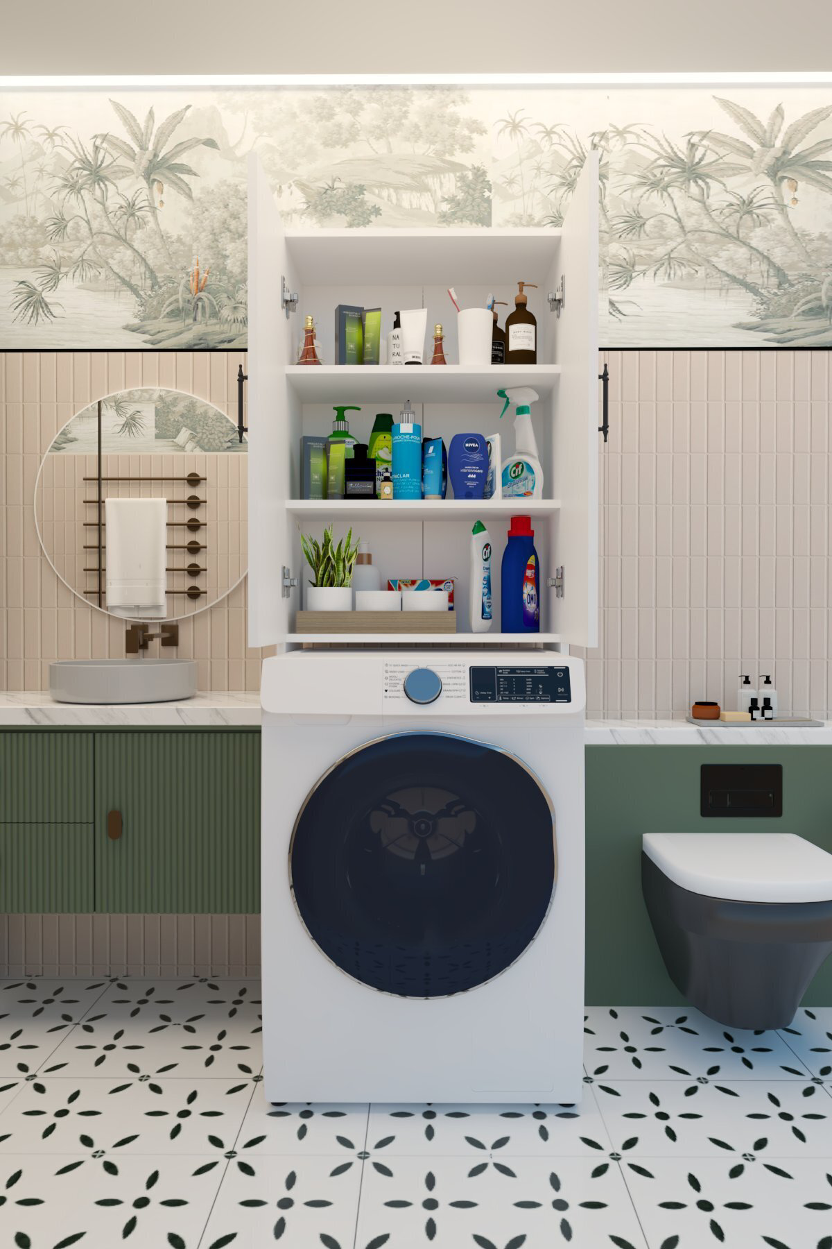 Terra İki Kapaklı Çamaşır Makinesi Dolabı