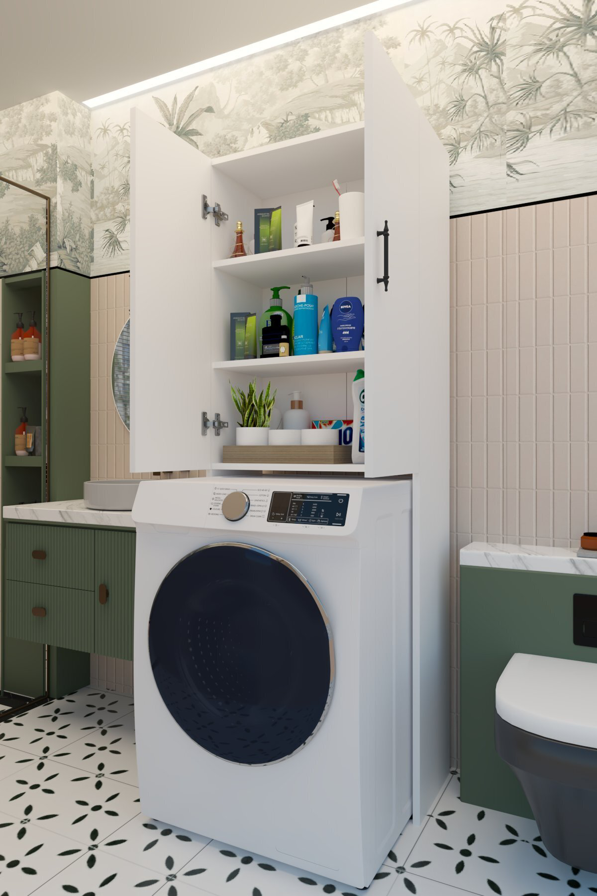 Terra İki Kapaklı Çamaşır Makinesi Dolabı