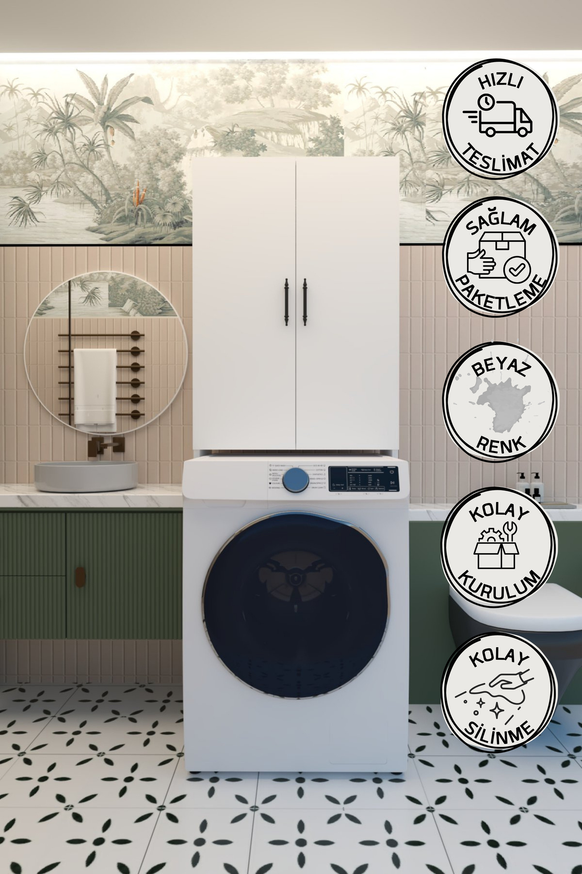 Terra İki Kapaklı Çamaşır Makinesi Dolabı