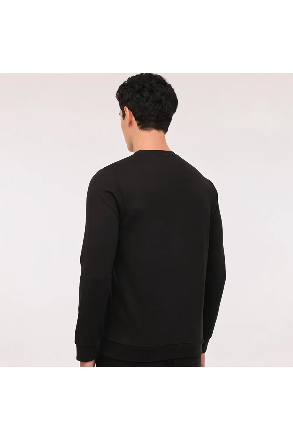 Terry Erkek Siyah Yuvarlak Yaka Sweatshirt