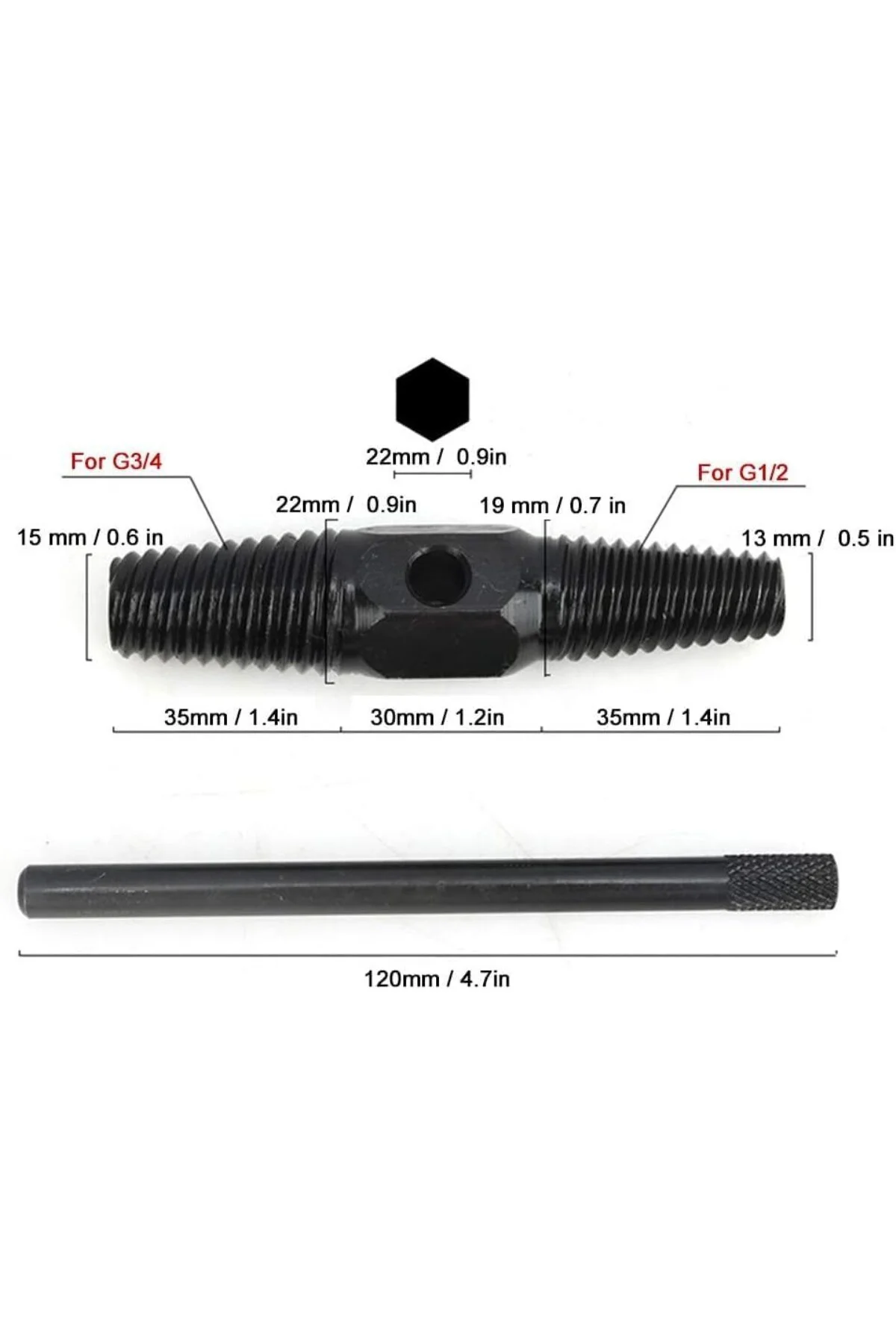 ® Ters Dişli Kılavuz Boru Sökme Aparatı – 1/2" ve 3/4" Hasarlı Pa