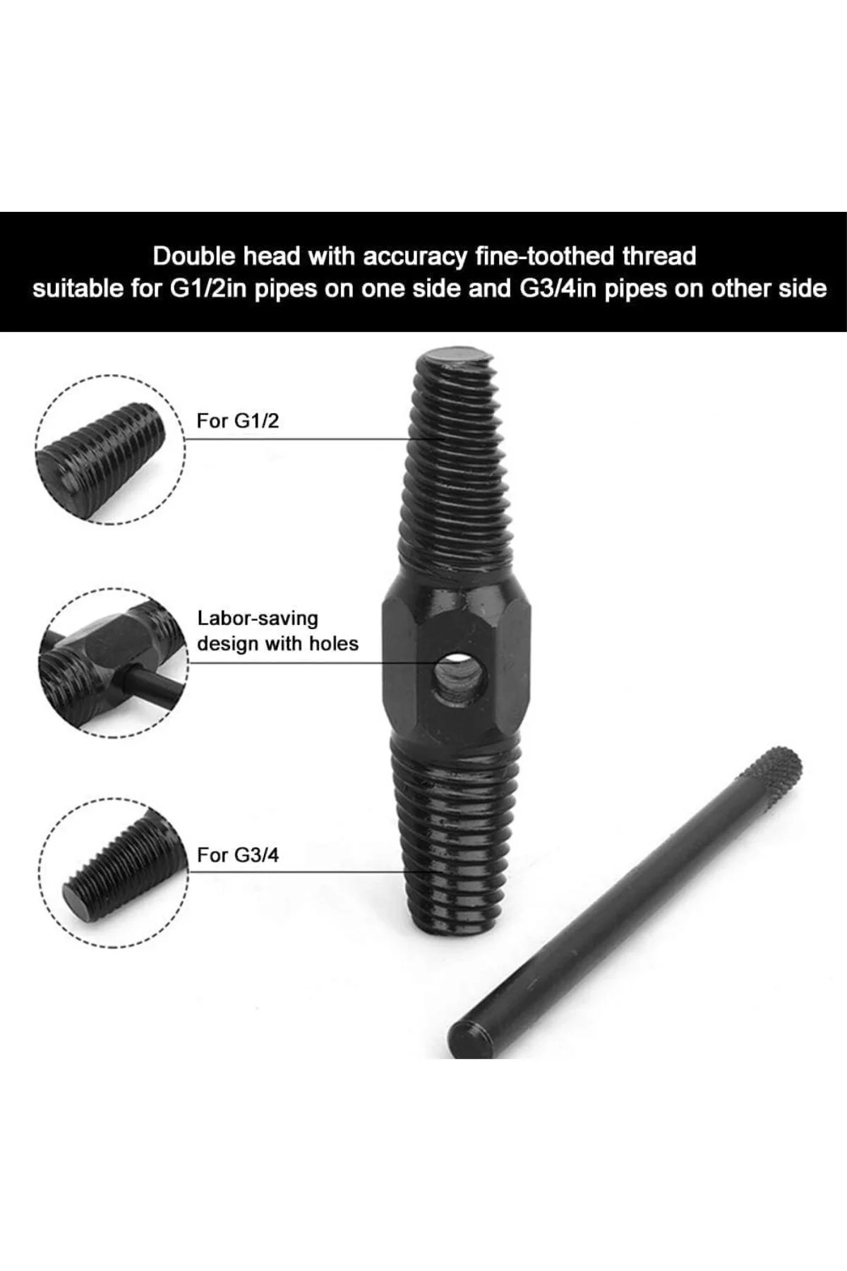 ® Ters Dişli Kılavuz Boru Sökme Aparatı – 1/2" ve 3/4" Hasarlı Pa