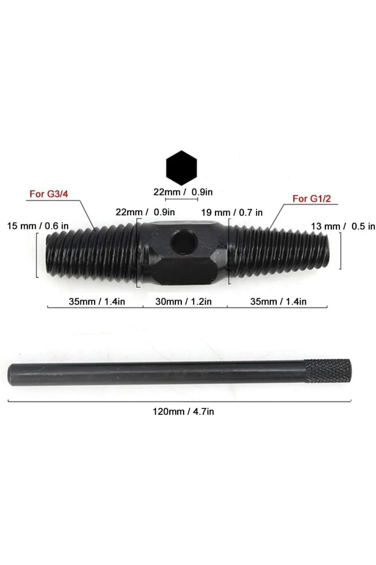 ® Ters Dişli Kılavuz Boru Sökme Aparatı – 1/2" ve 3/4" Hasarlı Pa