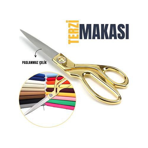 Terzi Makası – Paslanmaz Çelik Bıçaklı, Altın Renkli Profesyonel