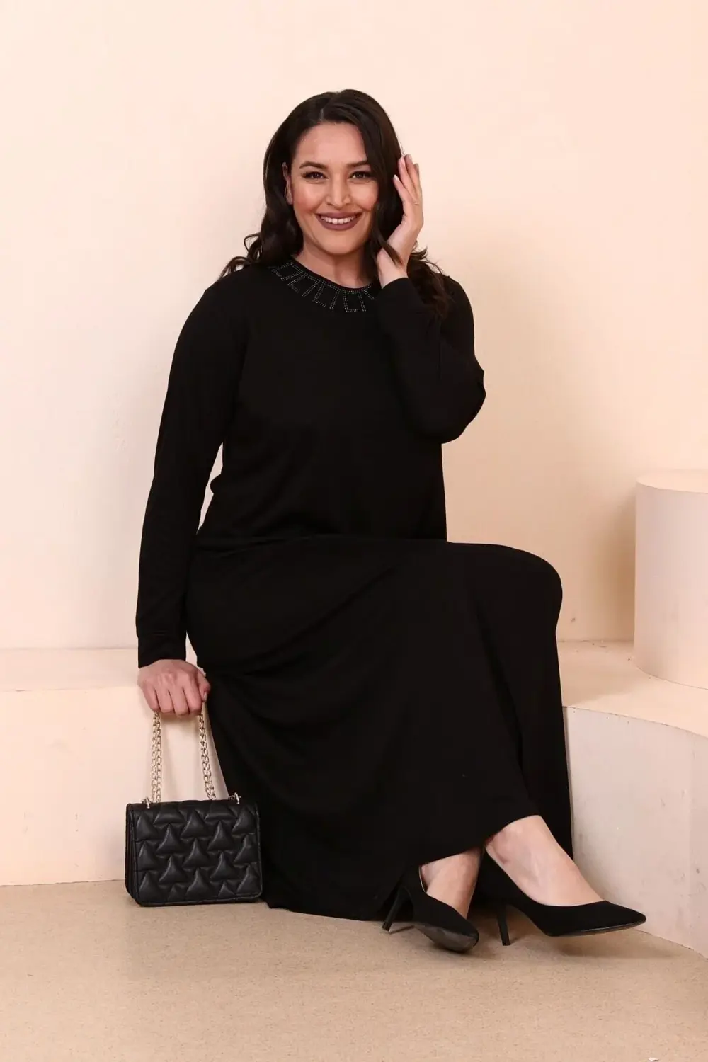 Tesettur Giyim Elbise Boydan Kadin Anne Buyuk Beden Elbise