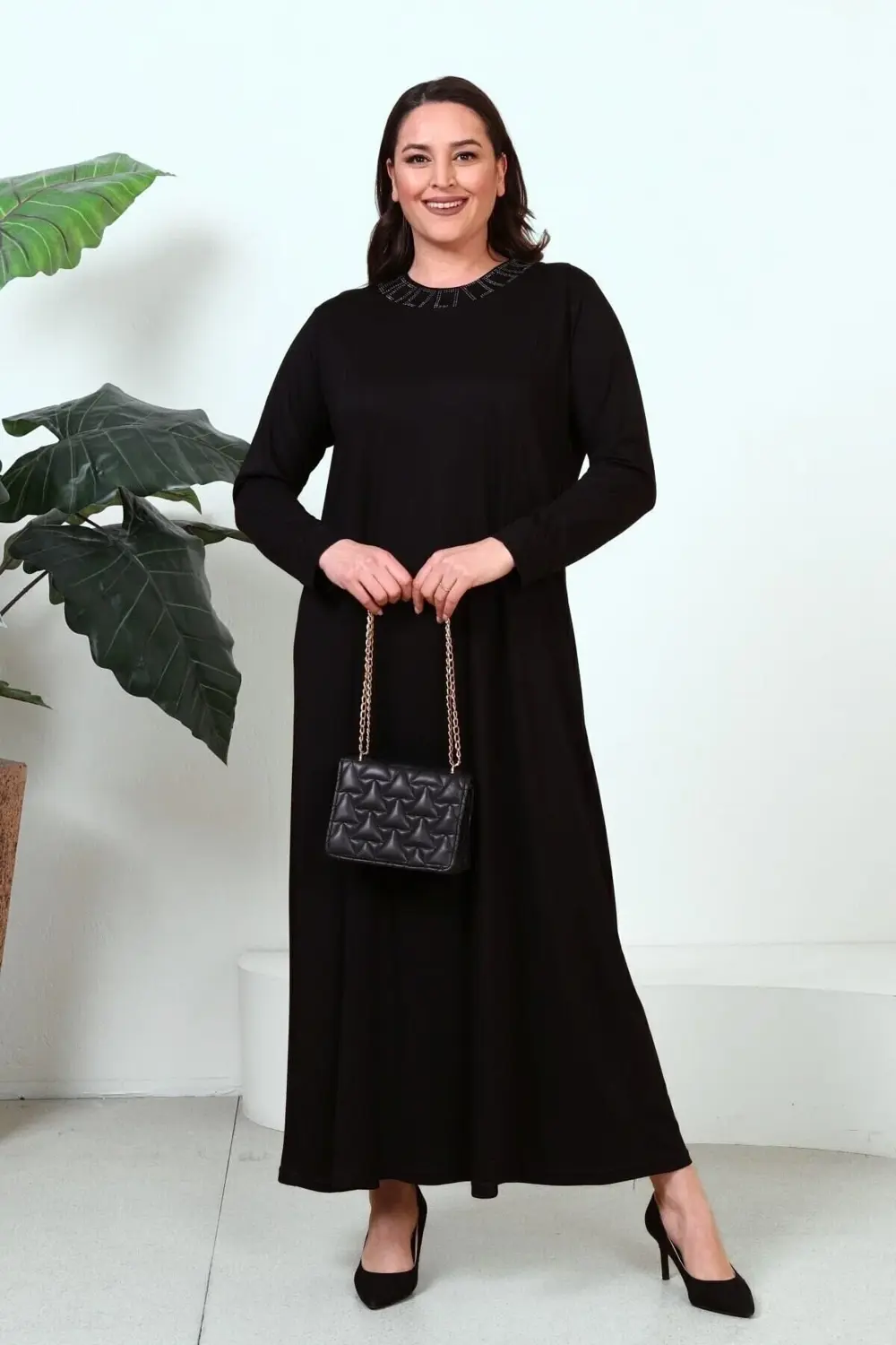 Tesettur Giyim Elbise Boydan Kadin Anne Buyuk Beden Elbise