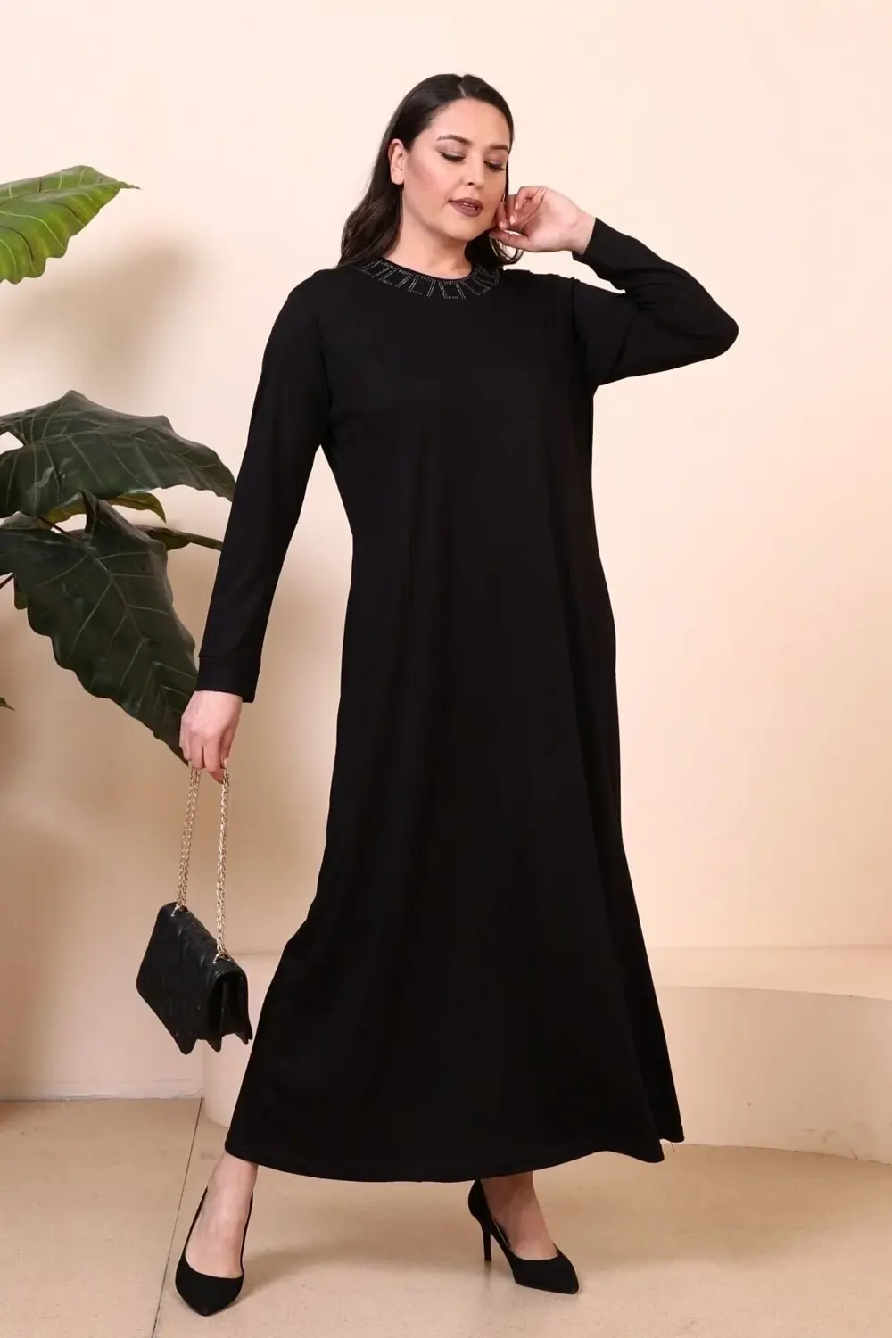 Tesettur Giyim Elbise Boydan Kadin Anne Buyuk Beden Elbise