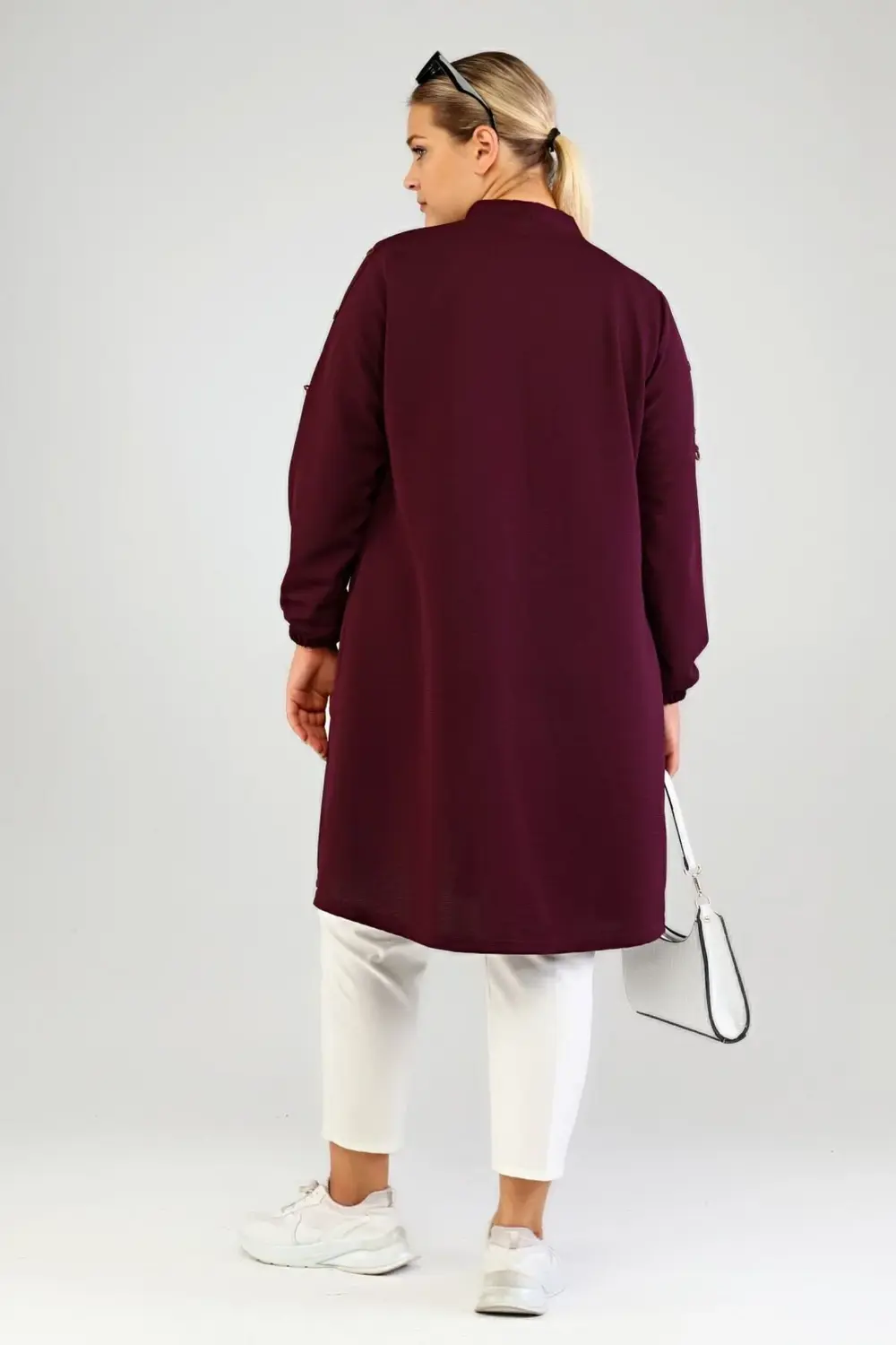 Tesettur Giyim Kadin Anne Hırka Ottoman Cepli Çelik Buyuk Beden H