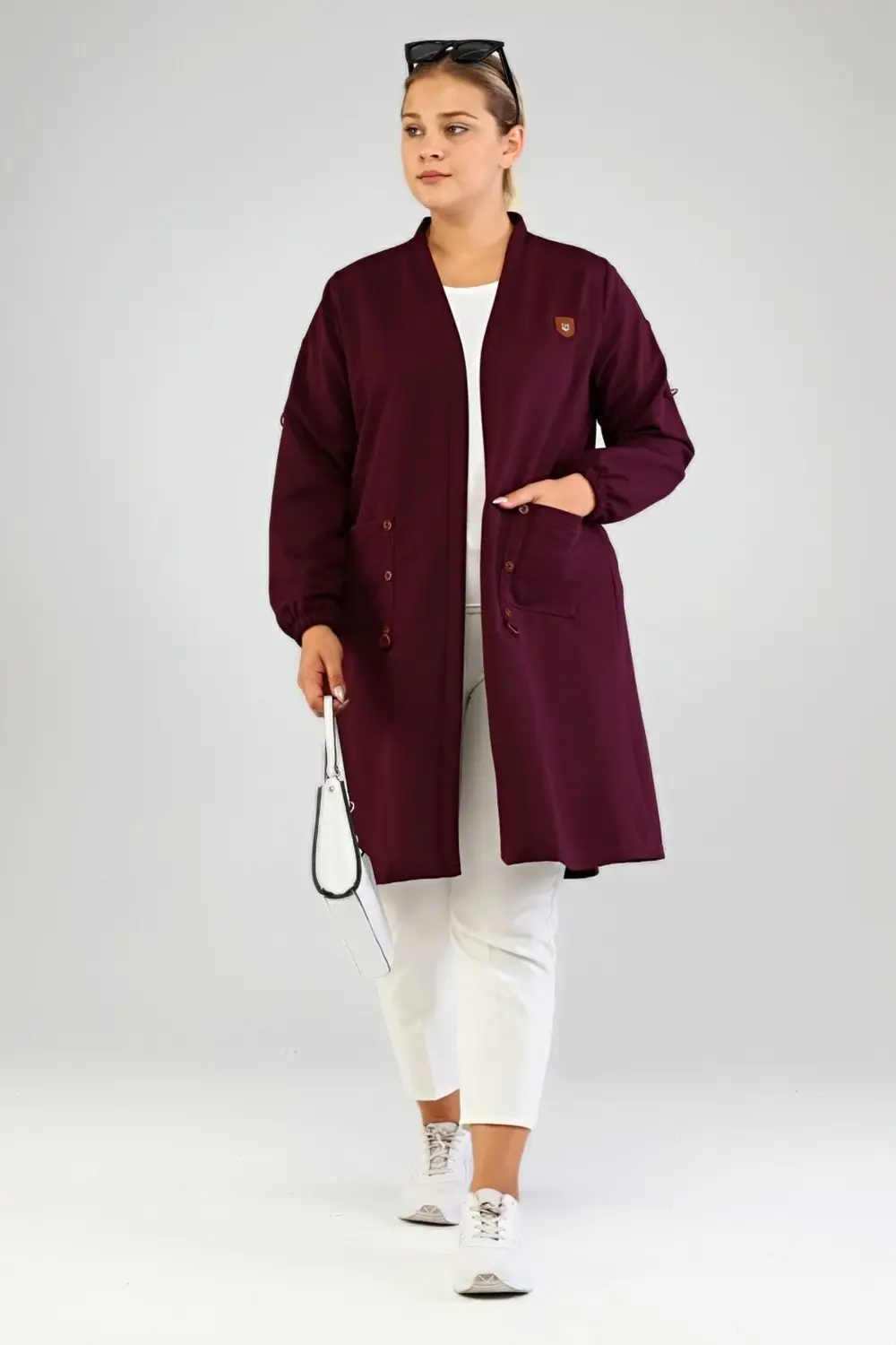 Tesettur Giyim Kadin Anne Hırka Ottoman Cepli Çelik Buyuk Beden H