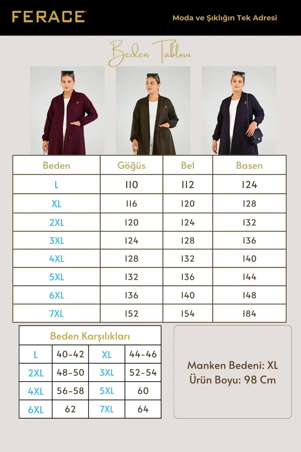 Tesettur Giyim Kadin Anne Hırka Ottoman Cepli Çelik Buyuk Beden H