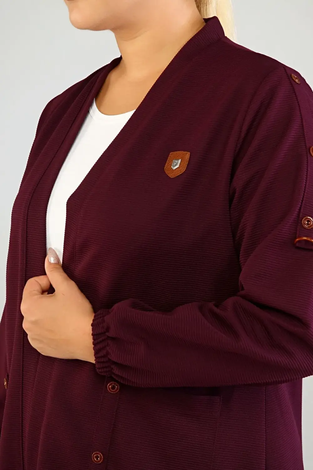 Tesettur Giyim Kadin Anne Hırka Ottoman Cepli Çelik Buyuk Beden H