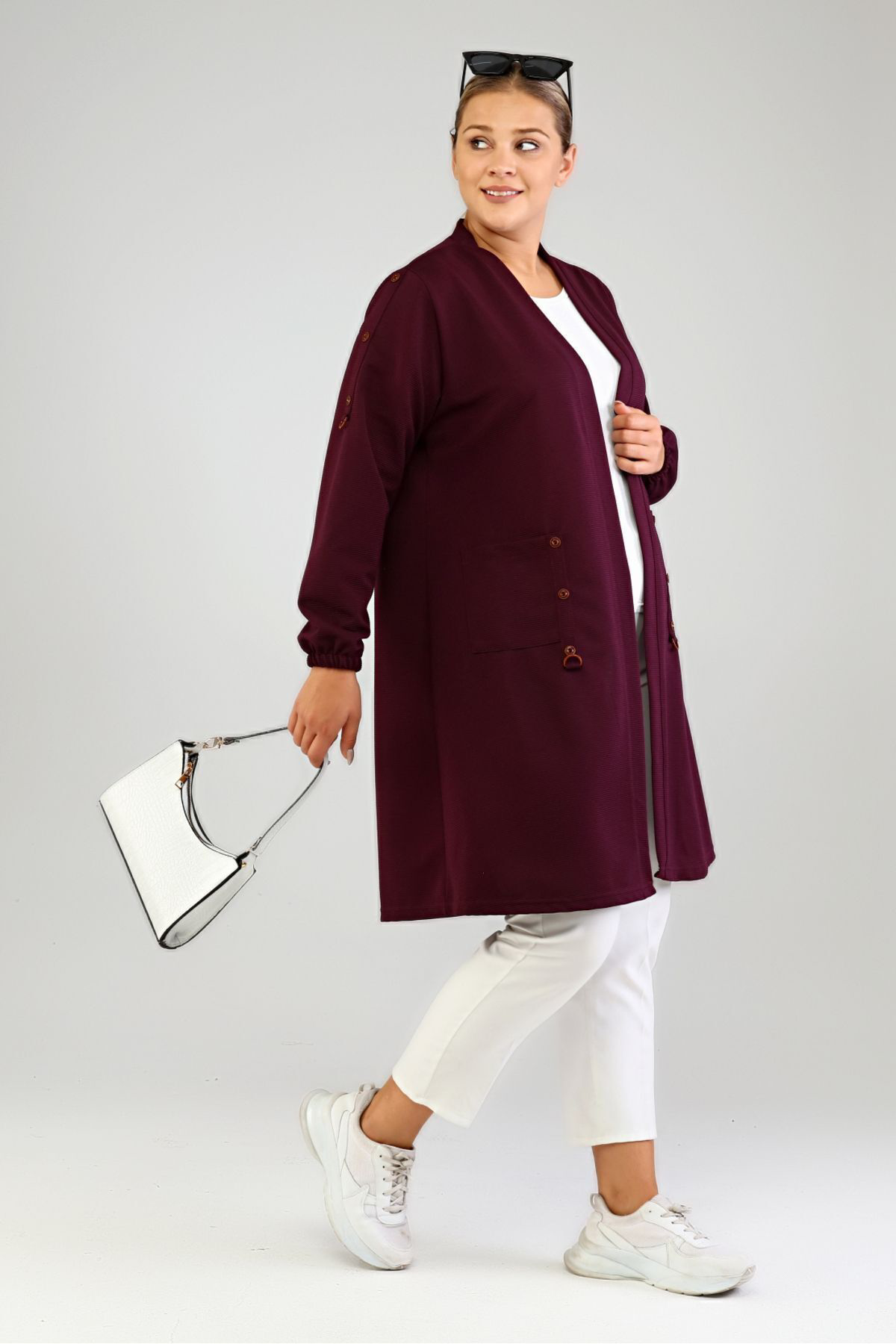 Ferace Tesettur Giyim Kadin Anne Hırka Ottoman Cepli Çelik Buyuk Beden H