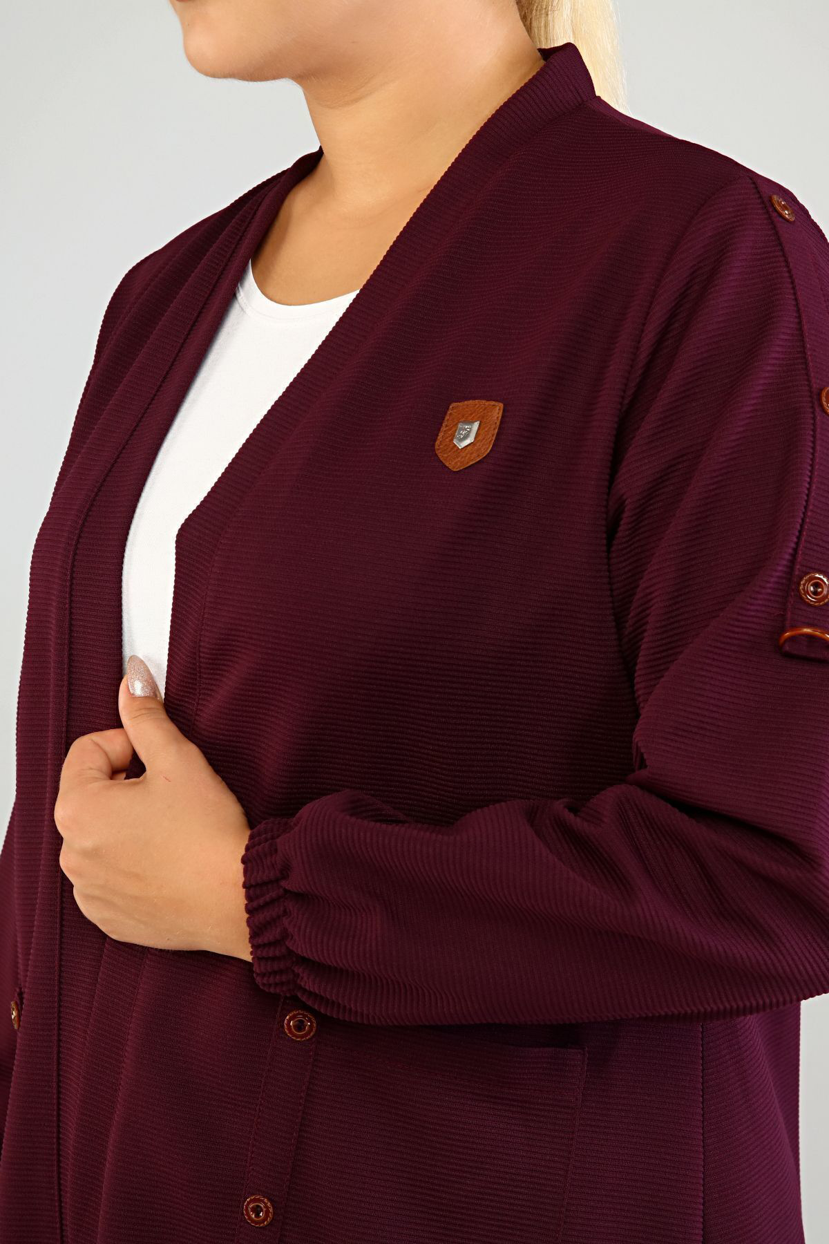 Ferace Tesettur Giyim Kadin Anne Hırka Ottoman Cepli Çelik Buyuk Beden H