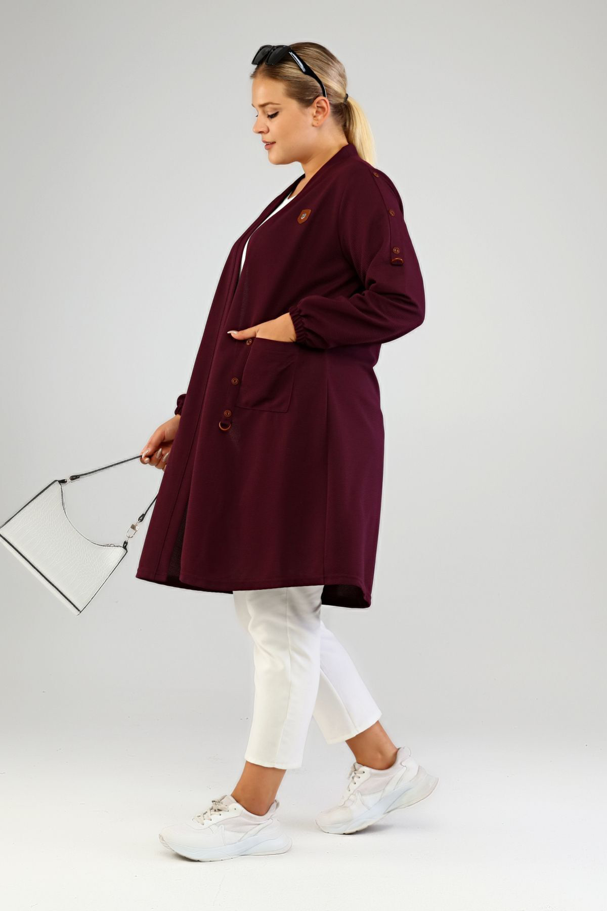 Ferace Tesettur Giyim Kadin Anne Hırka Ottoman Cepli Çelik Buyuk Beden H