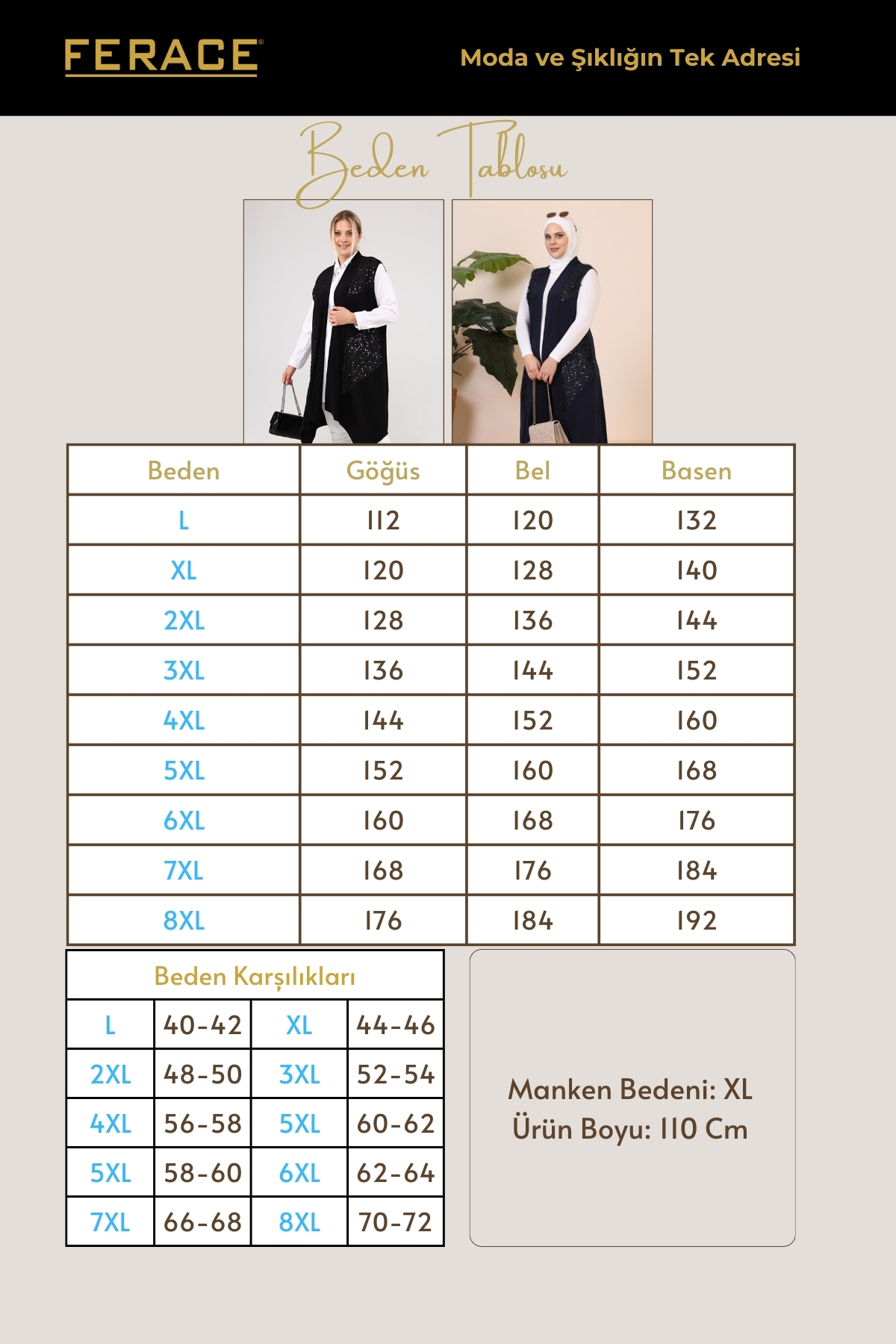 Ferace Tesettur Siyah Kadin Buyuk Beden Yelek Pulpayetli Lacivert