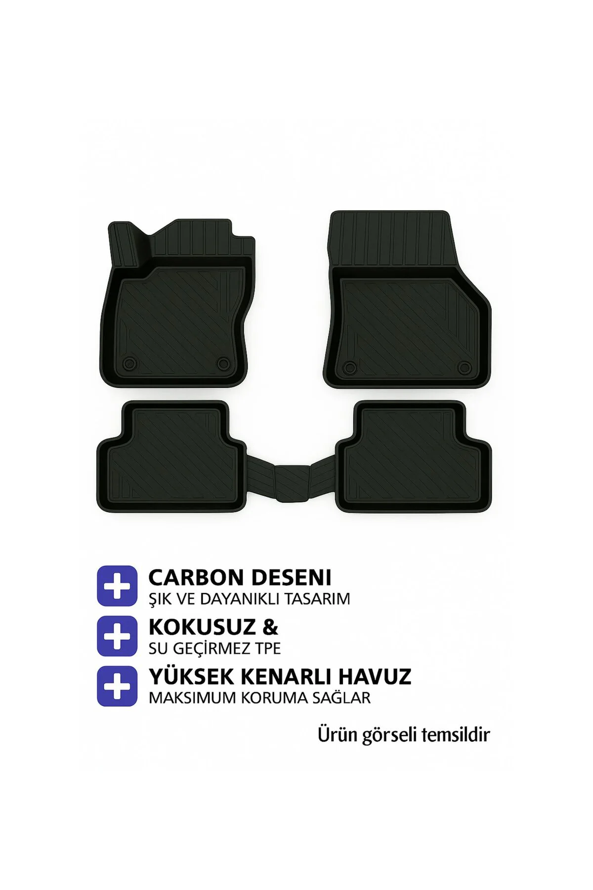 Tesla Model 3 2017 Sonrası 1.4/1.6 Siyah 3D Havuzlu Paspas