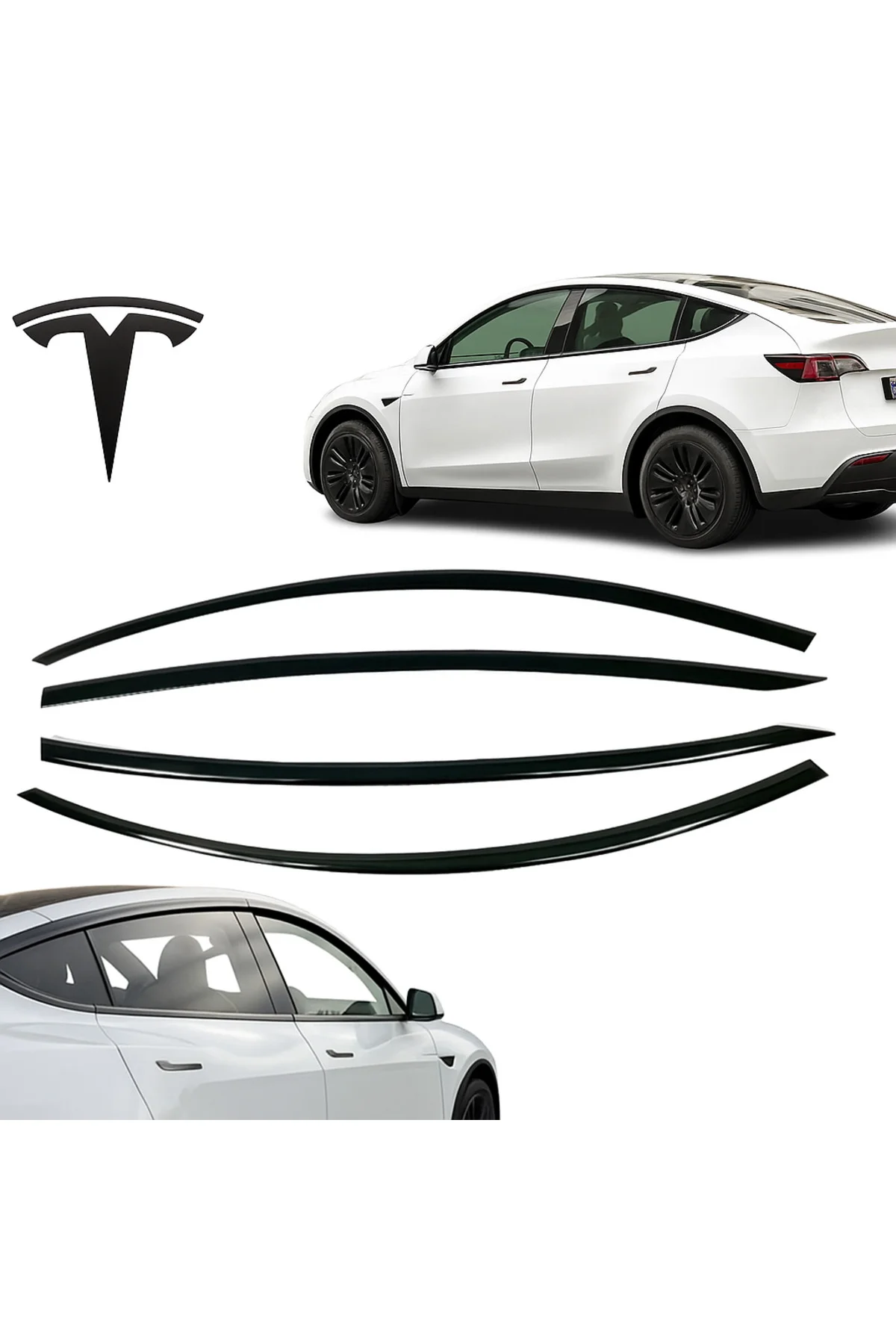 Tesla Model Y 2019-2023 Uyumlu İthal Cam Rüzgarlığı 4'Lü Tesla Model Y 2019-2023 Uyumlu İthal Cam Rüzgarlığı 4'Lü