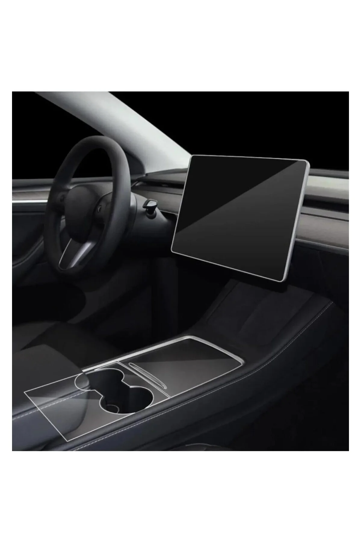 Tesla Model Y Bardaklık ve Merkezi Konsol uyumlu Mat TPU Koruyucu 2021 2023