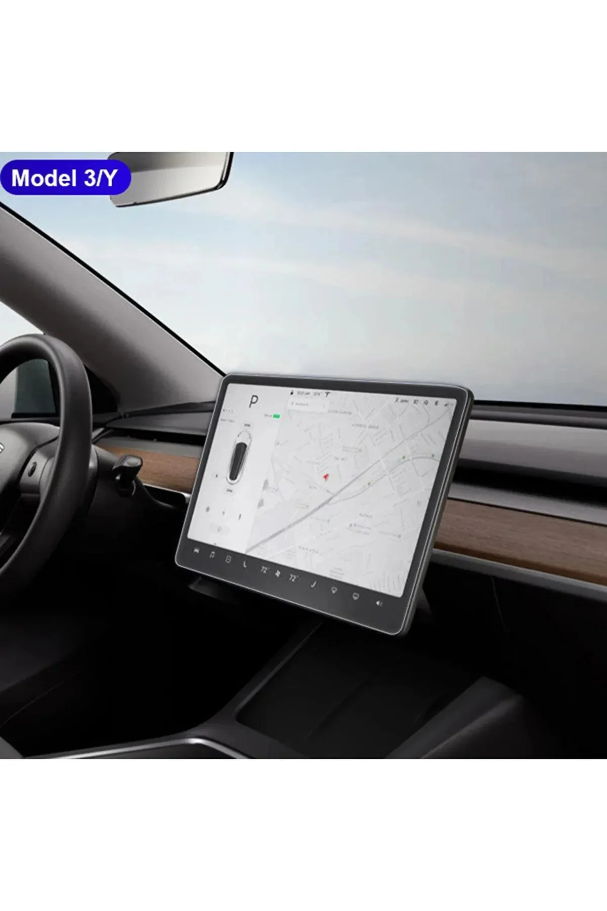Tesla Model Y & Model 3 Uyumlu 15 inç Multimedya Nano Ekran Koruy
