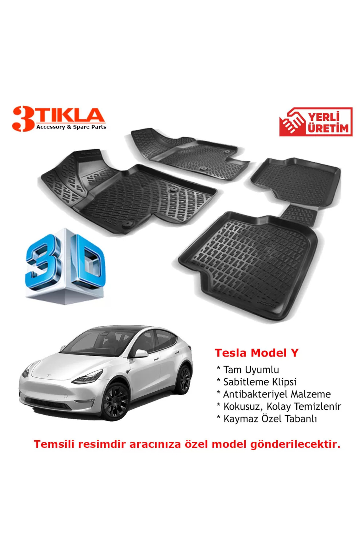 Tesla Model Y Premium 3D Havuzlu Paspas Seti