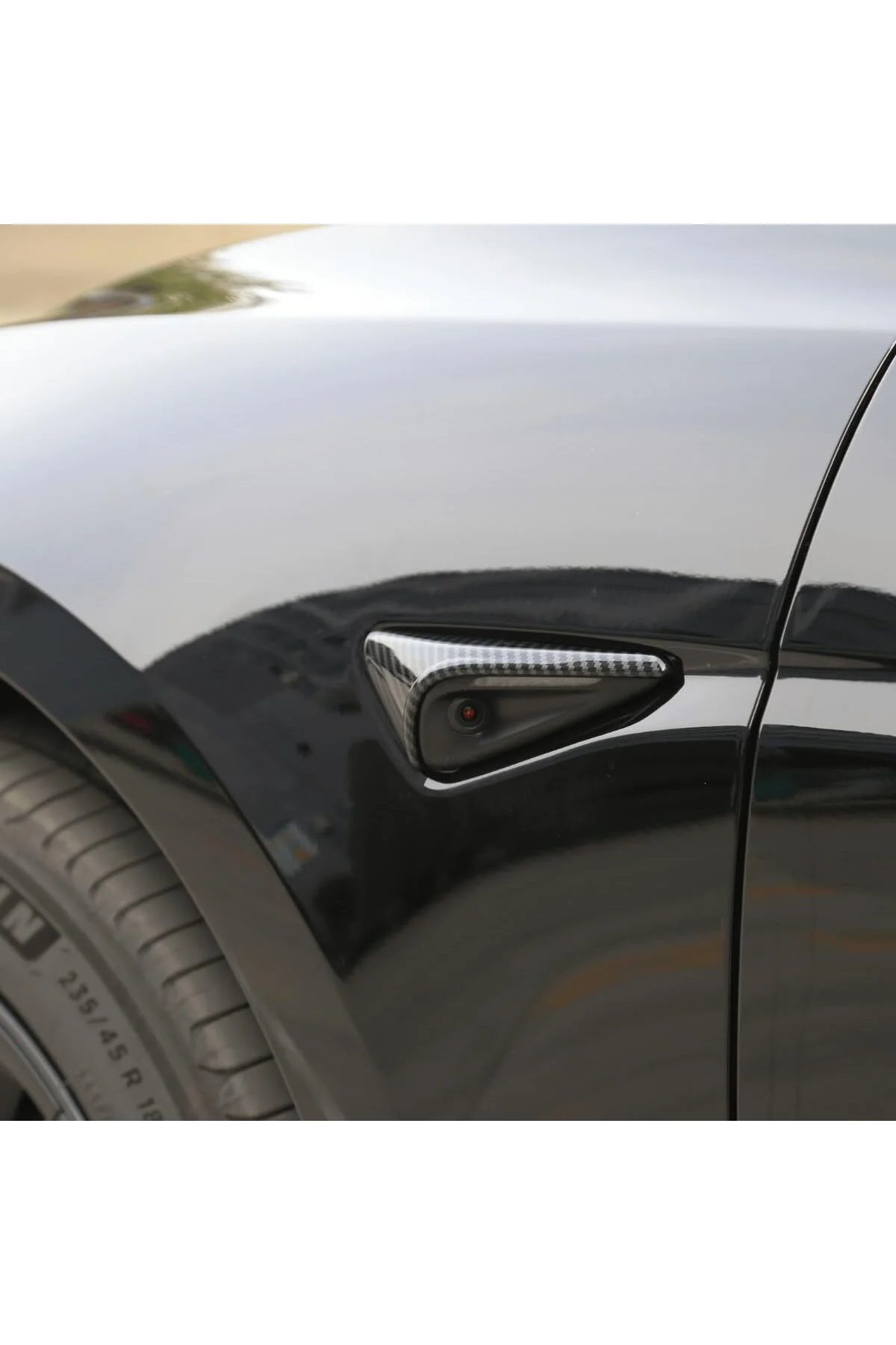 Tesla Model Y Uyumlu Parlak Karbon Fiber Görünümlü Yan Kamera (Si