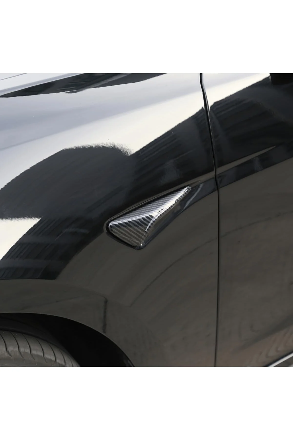 Tesla Model Y Uyumlu Parlak Karbon Fiber Görünümlü Yan Kamera (Si