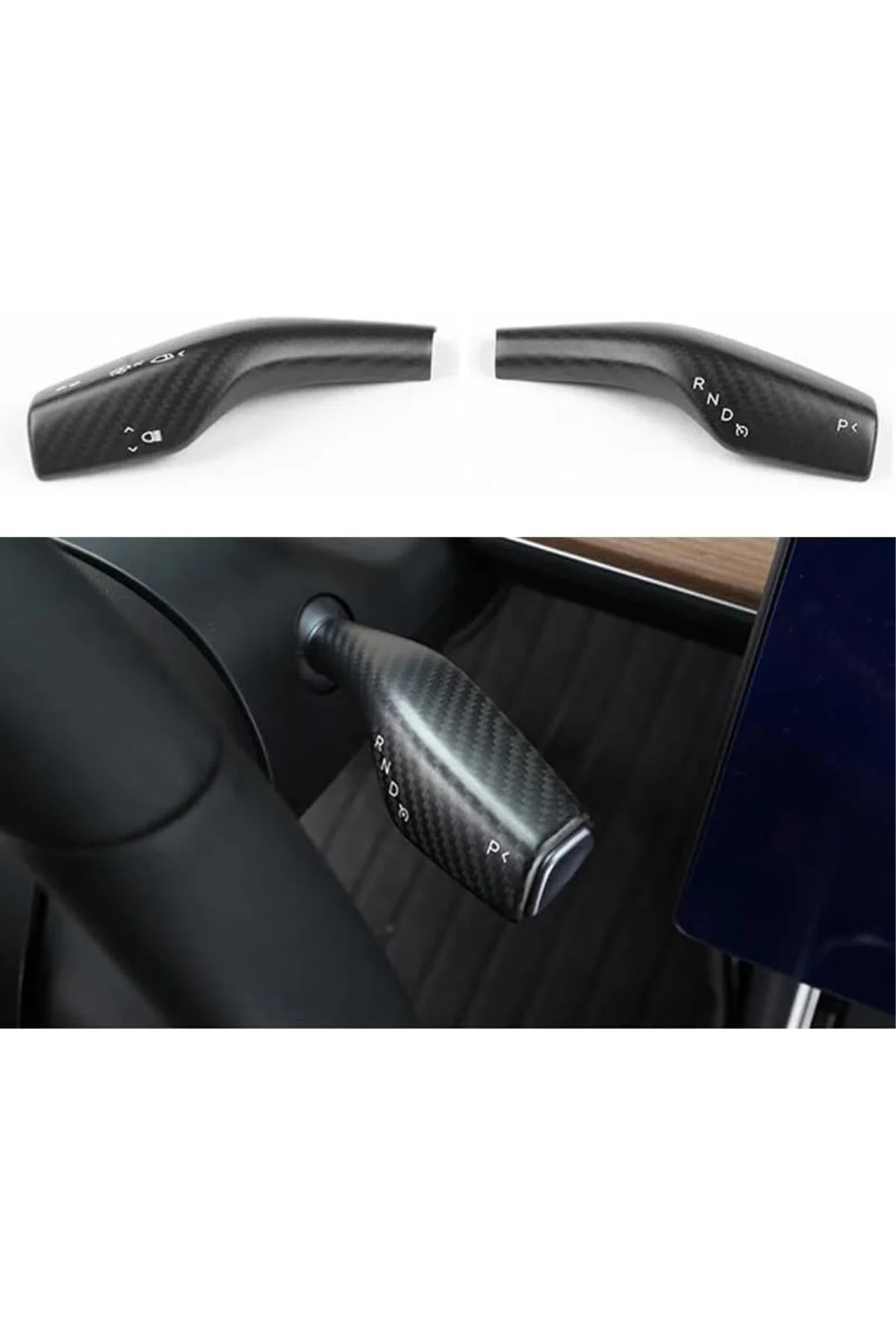 Tesla Model Y/3 için Gercek Karbon Fiber Vites Kolu ve Sinyal Kap
