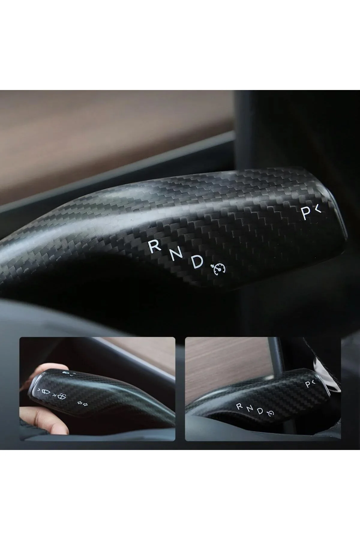 Tesla Model Y/3 için Gercek Karbon Fiber Vites Kolu ve Sinyal Kap