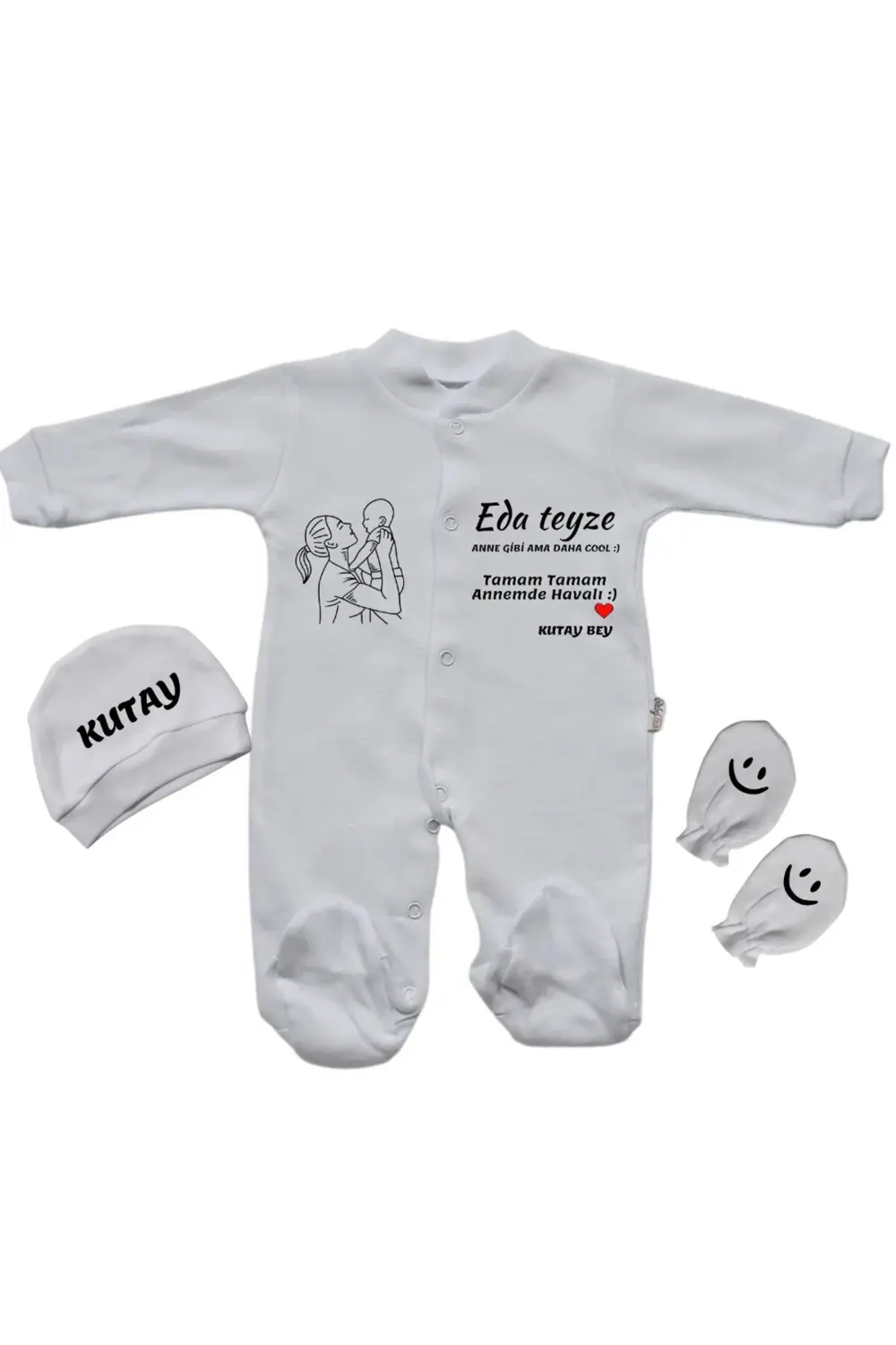 Teyze Anne Gibi Ama daha Cool Yazılı Kişiye Özel Kız Bebek Tulum