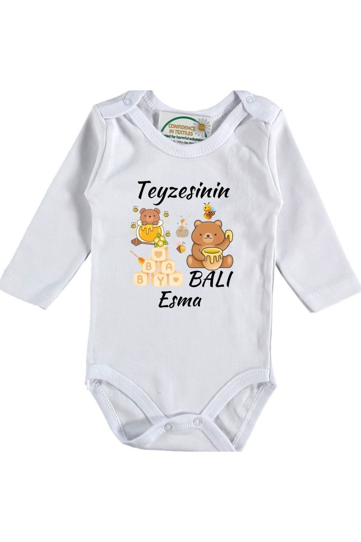 Teyzesinin Balı Yazılı Kişiye özel Bebek Zıbın