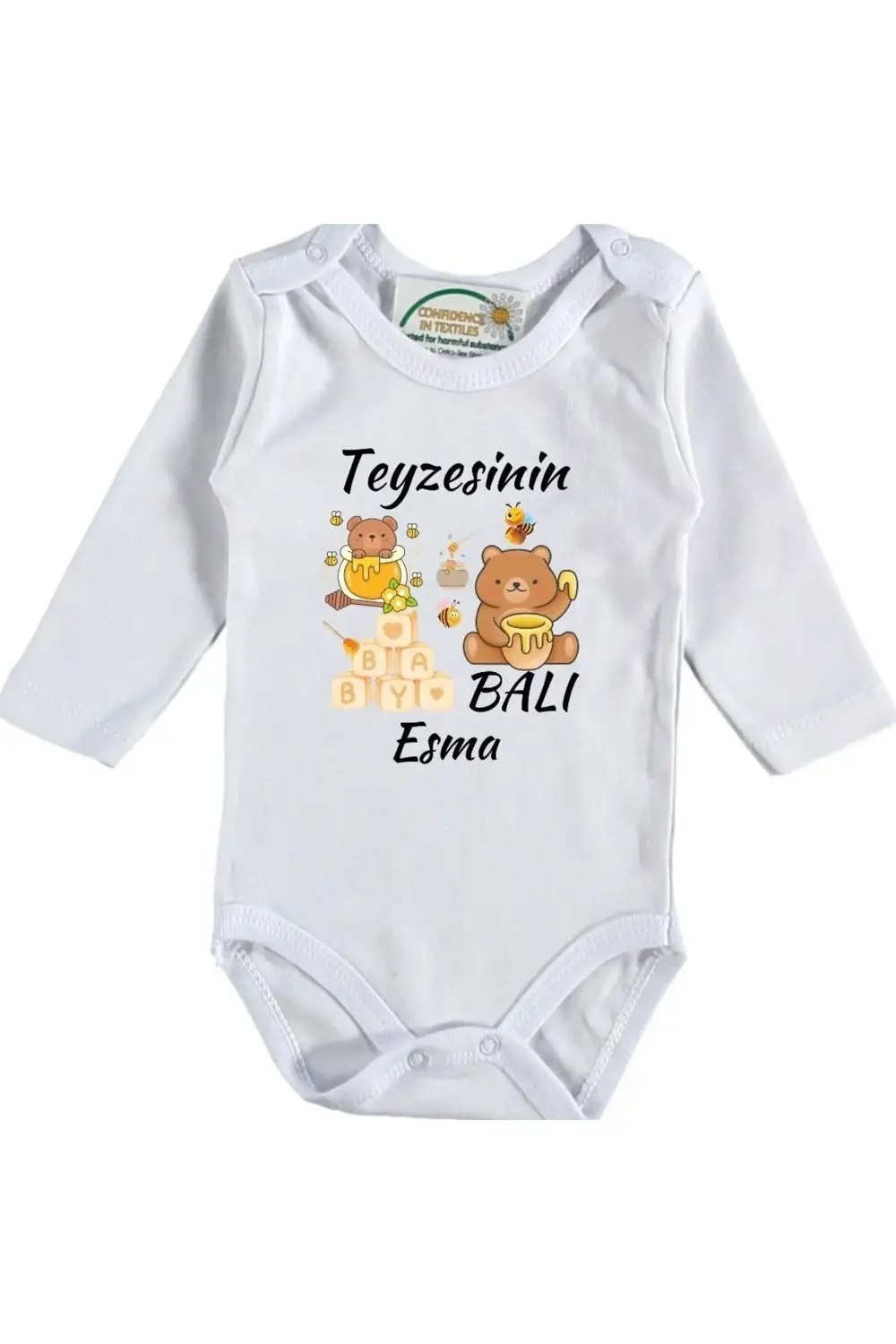 Teyzesinin Balı Yazılı Kişiye özel Bebek Zıbın
