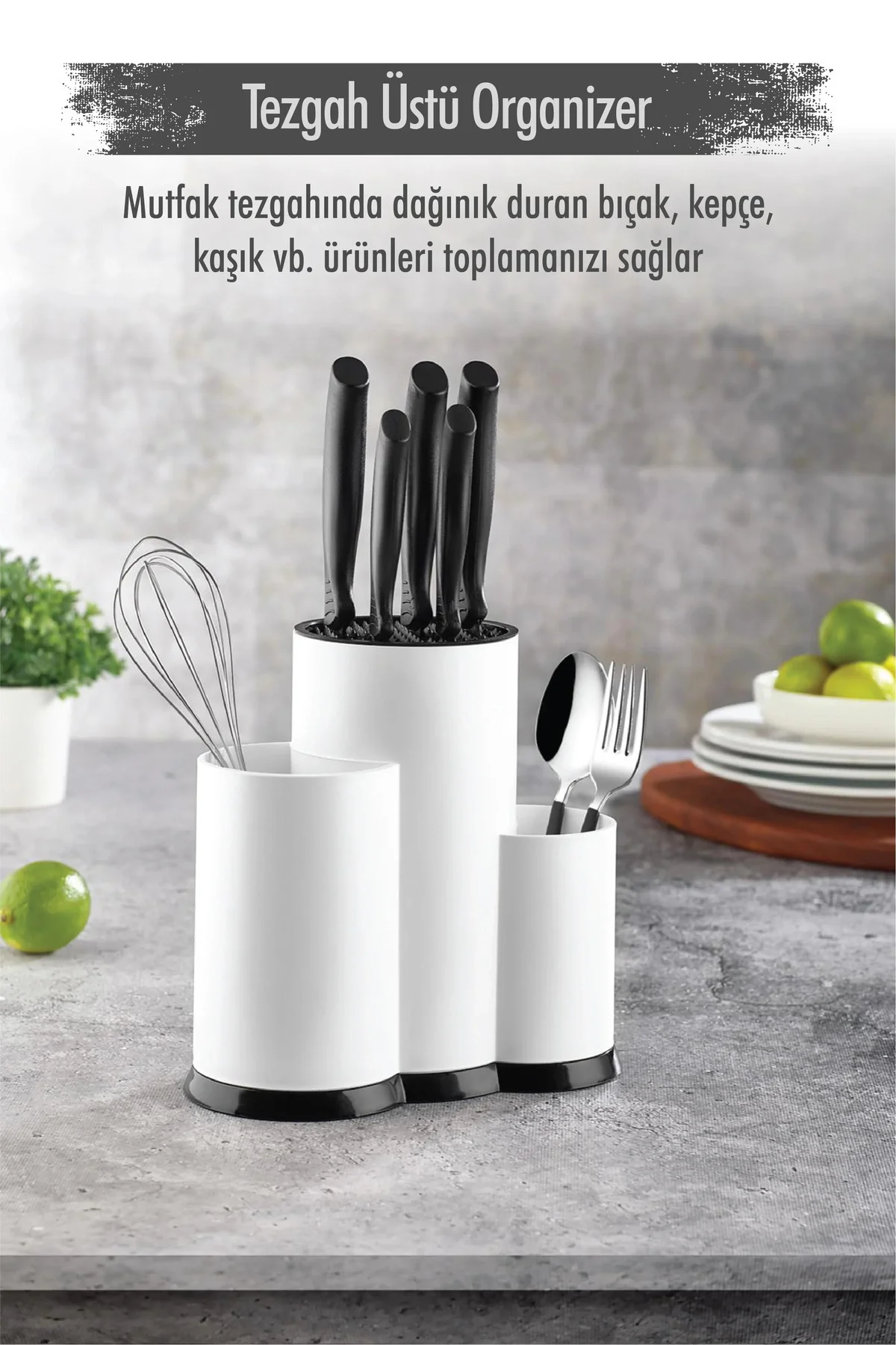 Tezgah Üstü Beyaz Kaşıklık & Bıçaklık & Kepçelik & Organizer Tezgah Üstü Beyaz Kaşıklık & Bıçaklık & Kepçelik & Organizer