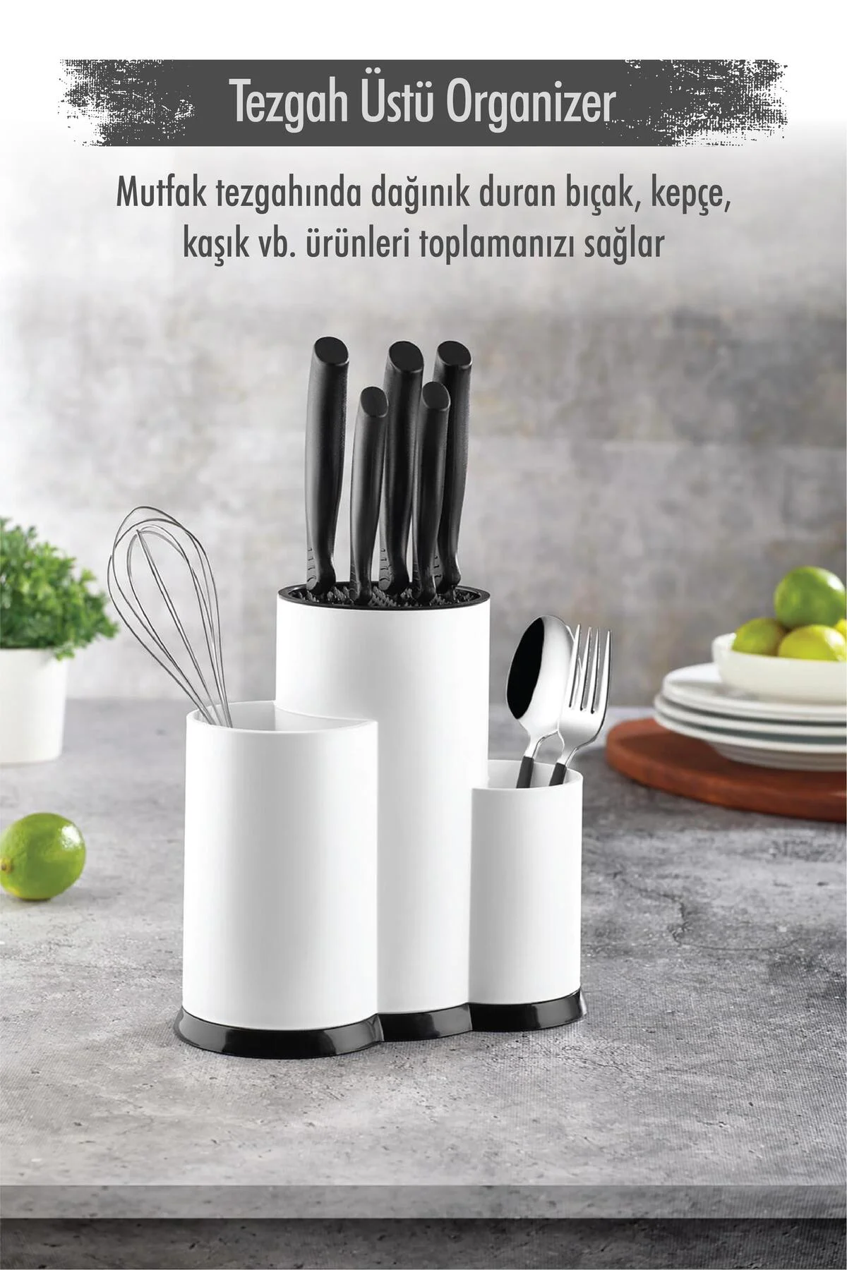 Tezgah Üstü Beyaz Kaşıklık & Bıçaklık & Kepçelik & Organizer Tezgah Üstü Beyaz Kaşıklık & Bıçaklık & Kepçelik & Organizer