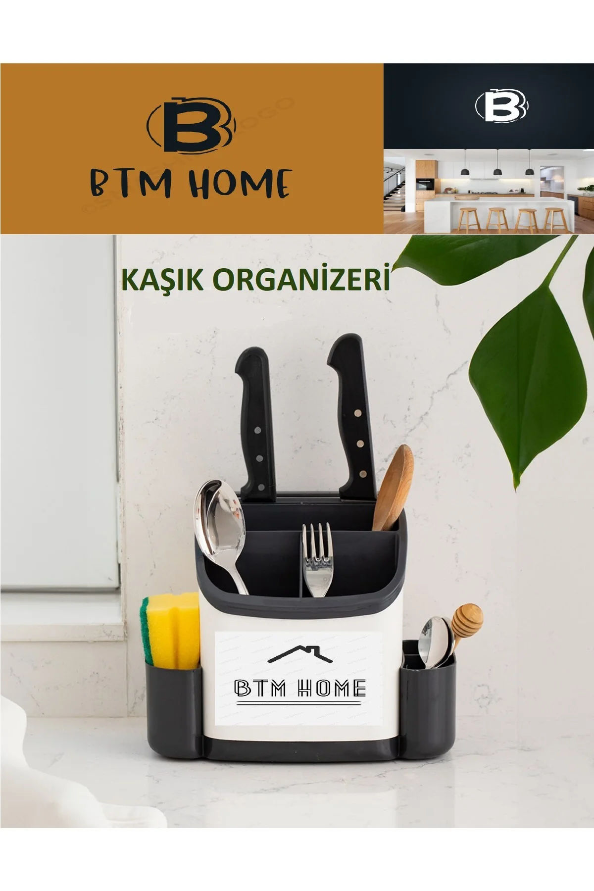 Tezgah Üstü  Organizer Kaşıklık , Kepçe , Kaşık  , Bıçak Organize