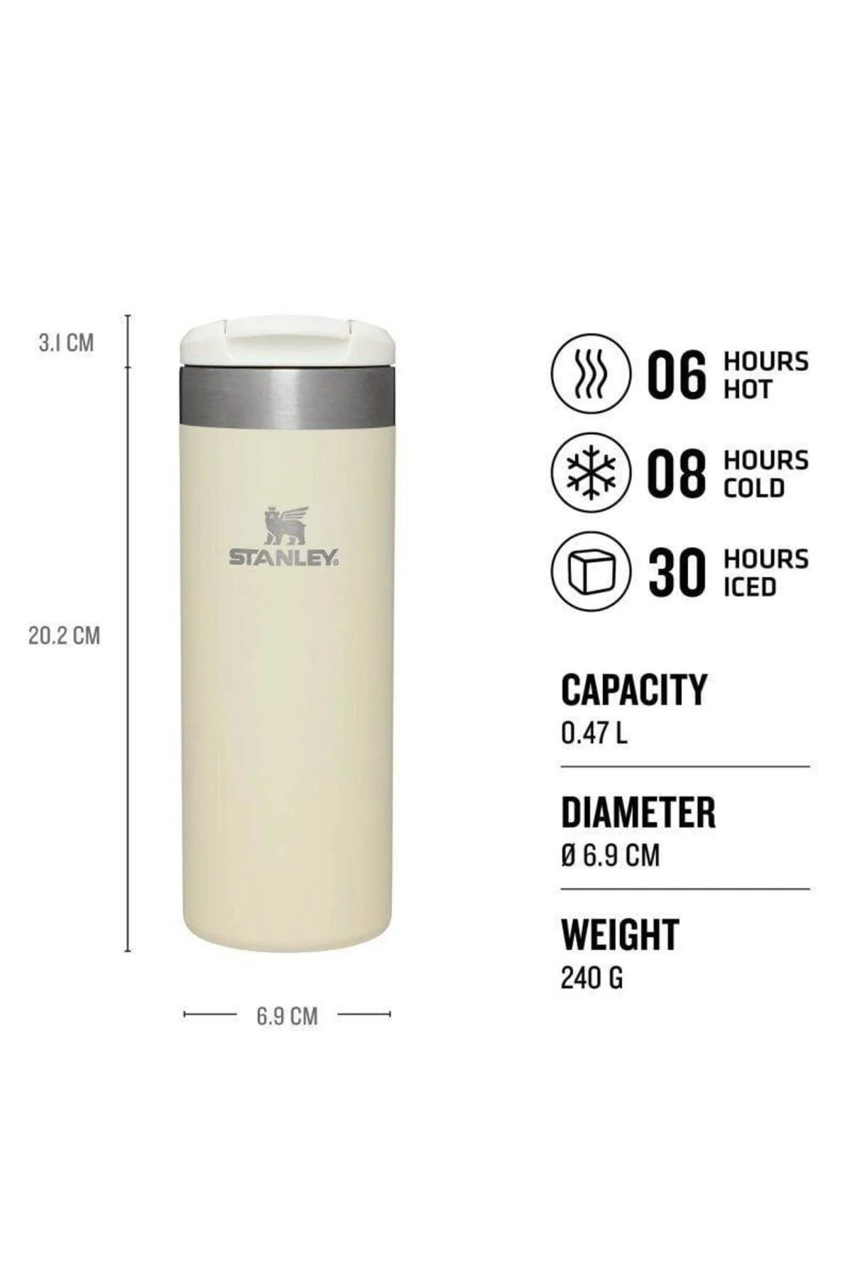 The AeroLight Transit Mug 0.47L / 16oz Cream Termos Bardak