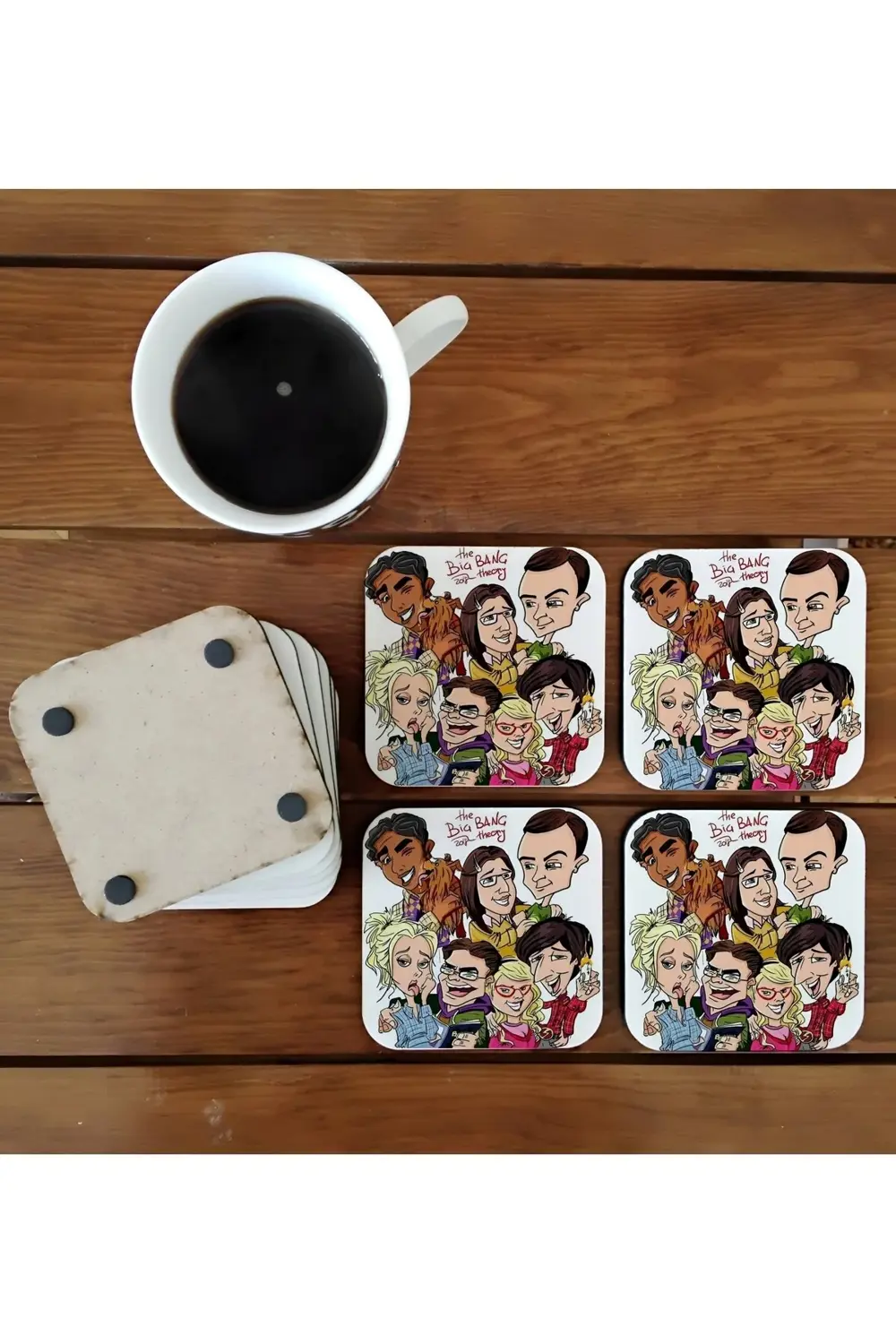 The big bang theory parody dizi komik ahşap bardak altlığı